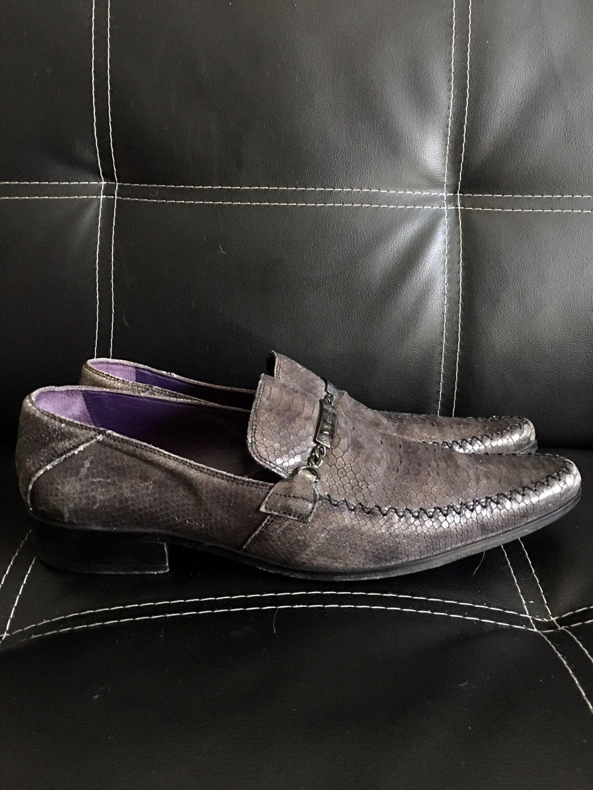 Versace VERSACE Collection Snake Skin Leather Grey Men Shoes EU 45 Size US 12 / EU 45 - 7 Thumbnail
