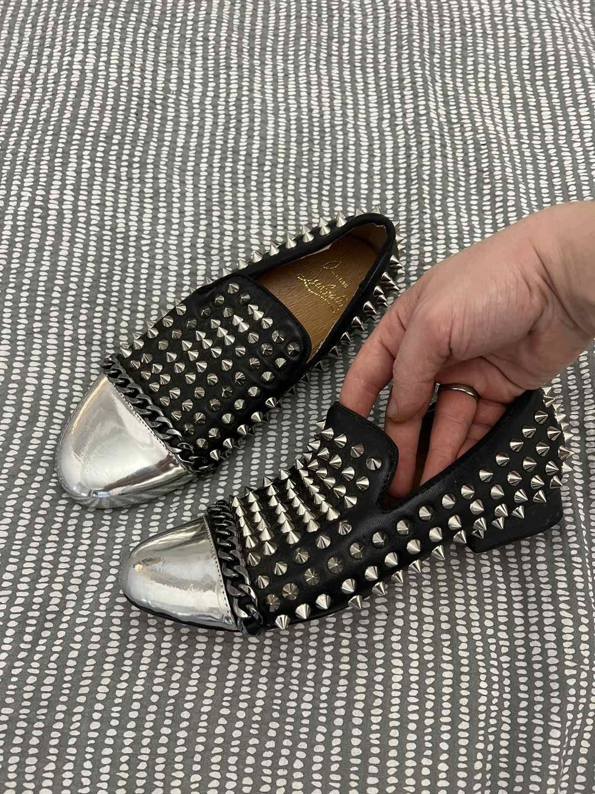 Christian Louboutin Christian Louboutin Black Spike Leather Slippers Sz 39 Size US 9 / IT 39 - 1 Thumbnail