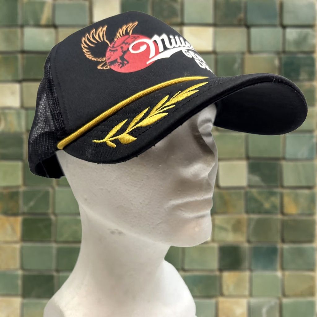 Vintage Miller Genuine Draft Embroidered Black Adjustable Hat Cap Beer Mens One Size Black Cotton Canvas Baseball Cap Size ONE SIZE - 1 Thumbnail