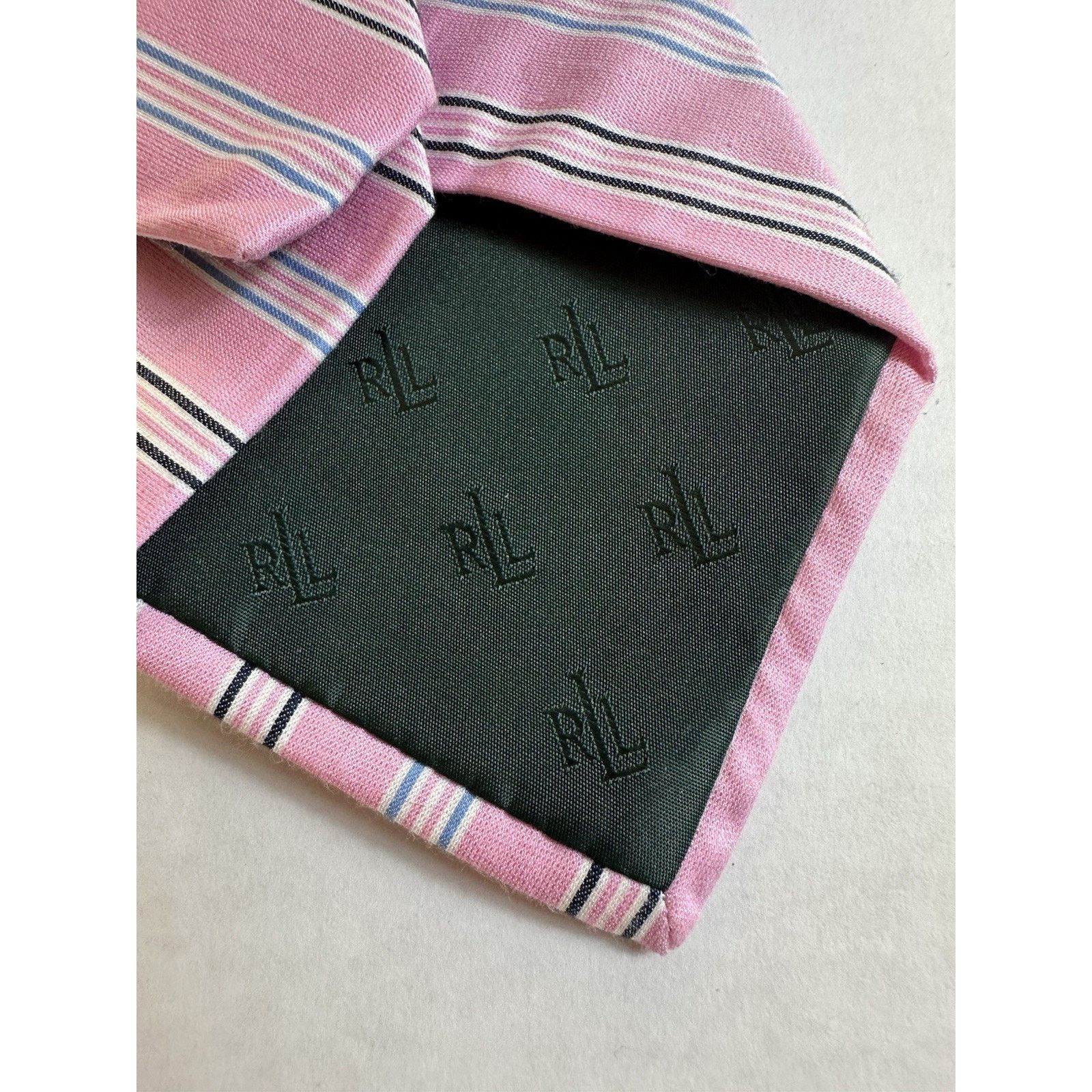 Lauren Ralph Lauren Lauren Ralph Lauren Neck Tie Pink Striped Silk/Cotton Preppy Size ONE SIZE - 12 Thumbnail