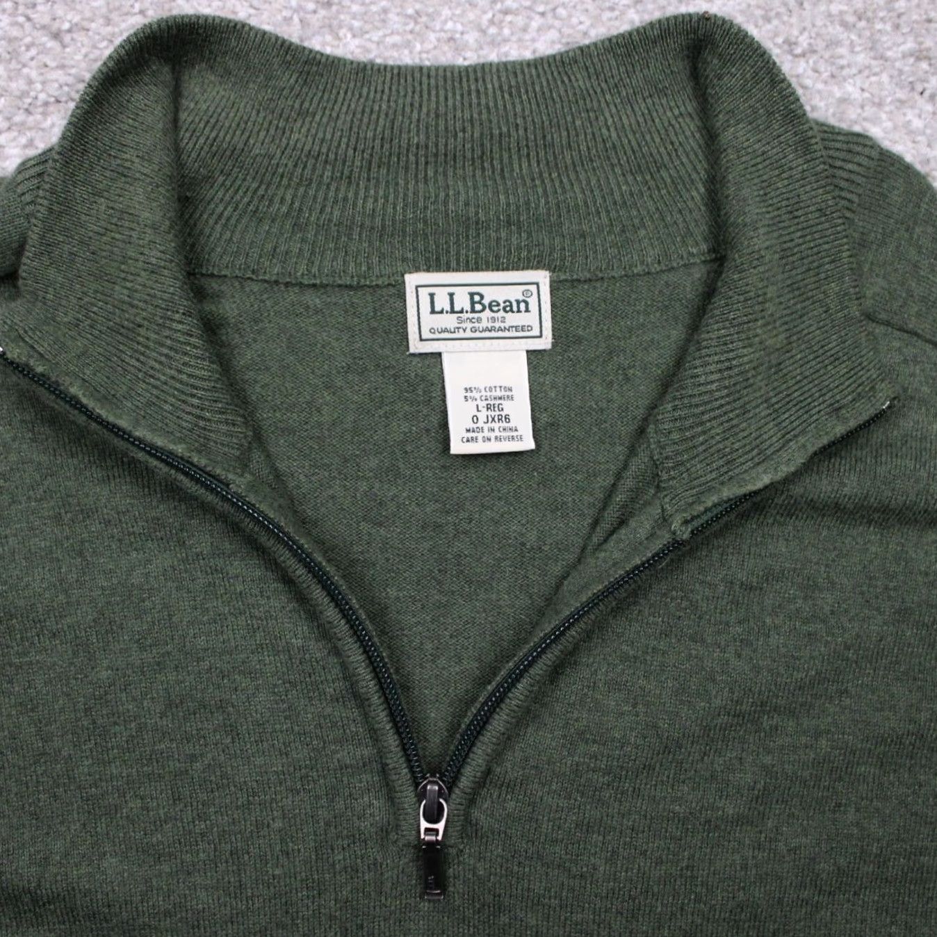 Vintage L.L. Bean Sweater Mens Large Green 1/4 Zip Pullover Casual Knit Cashmere Cotton Sweatshirt L/S Size US L / EU 52-54 / 3 - 7 Thumbnail