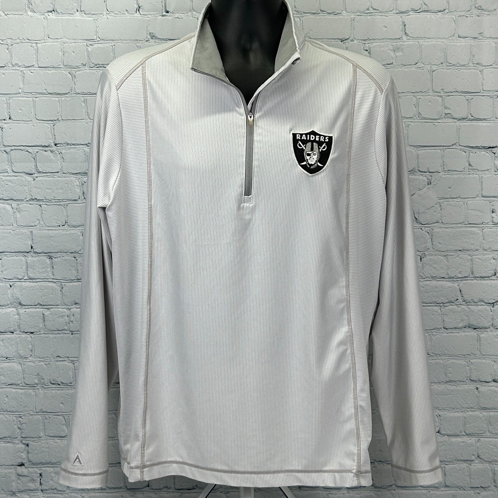 Antigua Las Vegas Raiders 1/4 Zip Shirt White NFL Antigua Tempo L Size US L / EU 52-54 / 3 - 2 Thumbnail
