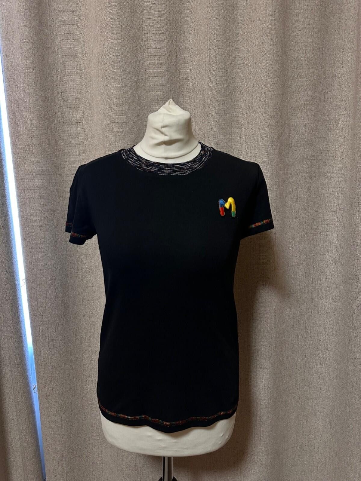 Missoni Missoni Luxury Women's Black Cotton Short Sleeve Tee Shirt Size M / US 6-8 / IT 42-44 - 1 Thumbnail