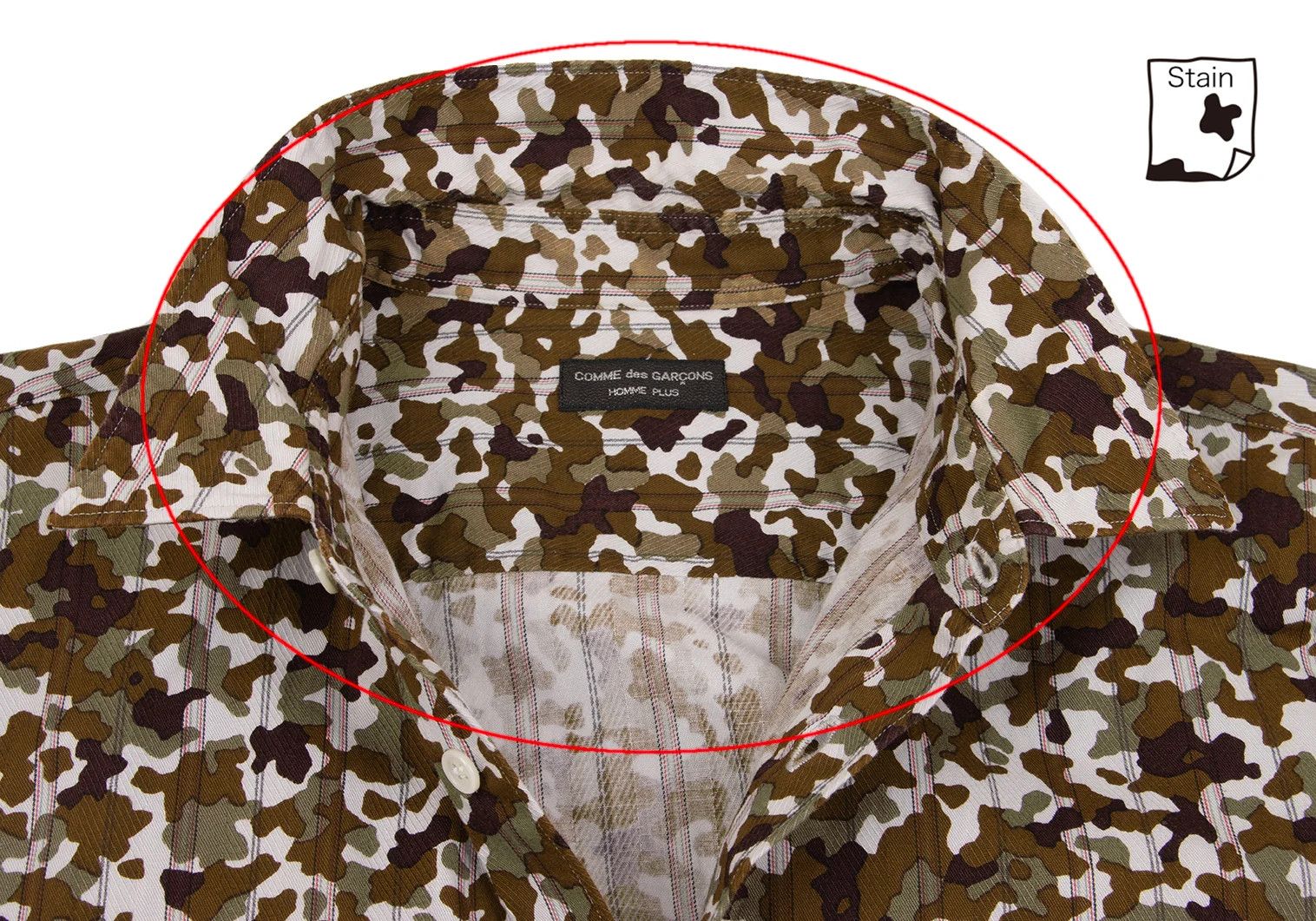 Comme des Garcons Homme Plus Camouflage Pattern Short Sleeve Shirt in Light Gray Khaki Size US M / EU 48-50 / 2 - 4 Thumbnail