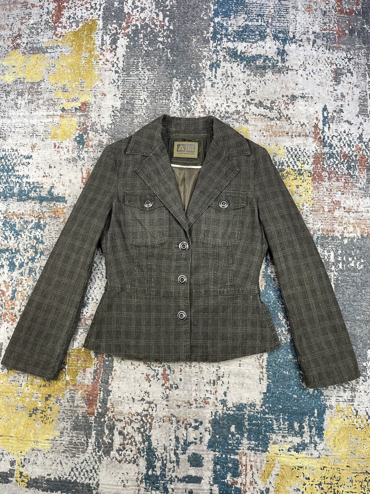 Adolfo Dominguez Adolfo Dominguez Checked Boucle Cut-Out Jackets Size XS / US 0-2 / IT 36-38 - 1 Thumbnail