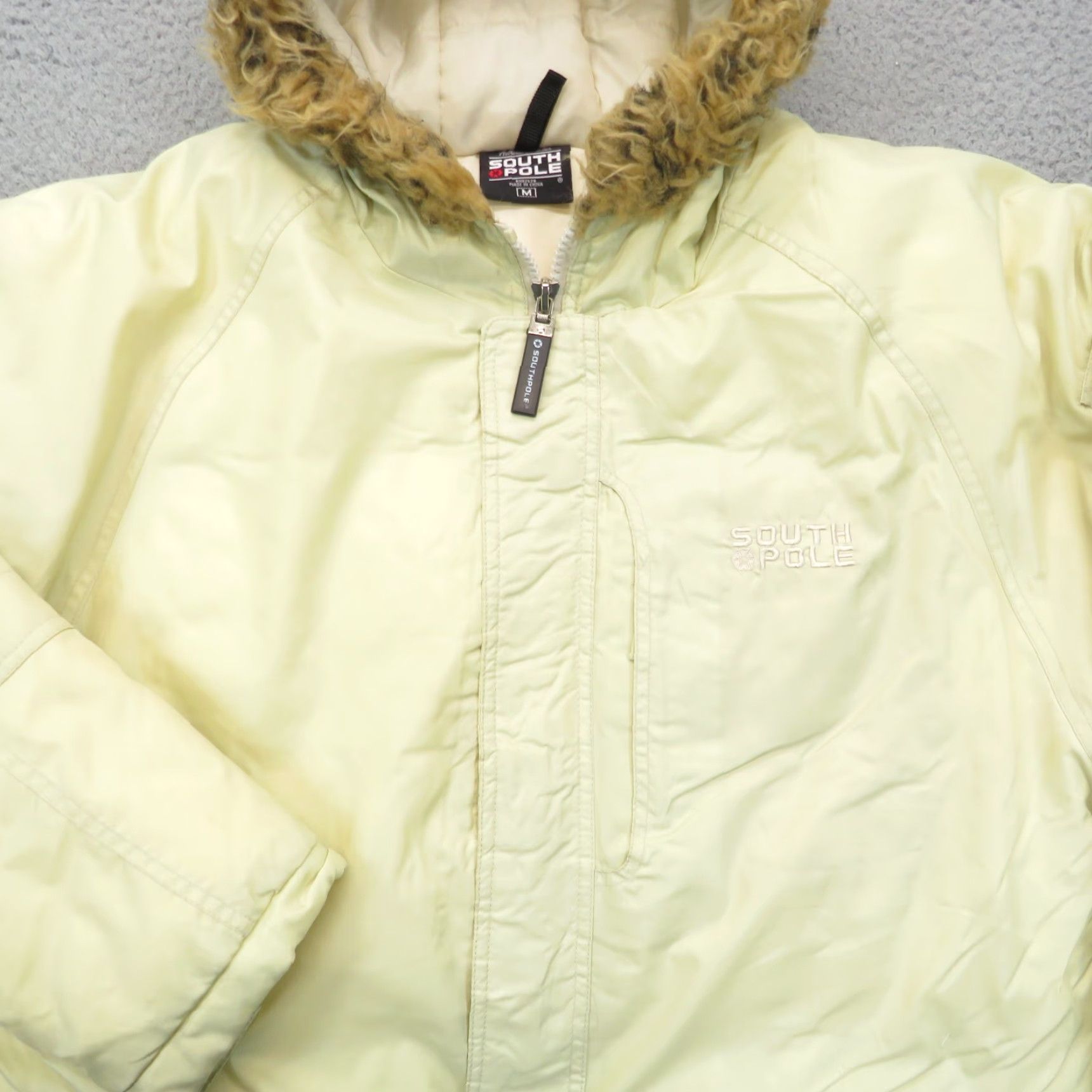 Southpole VTG Southpole Jacket Mens Medium Goose Down Puffer Y2K Fur Hood Hip Hop Coat Zip Size US M / EU 48-50 / 2 - 4 Thumbnail