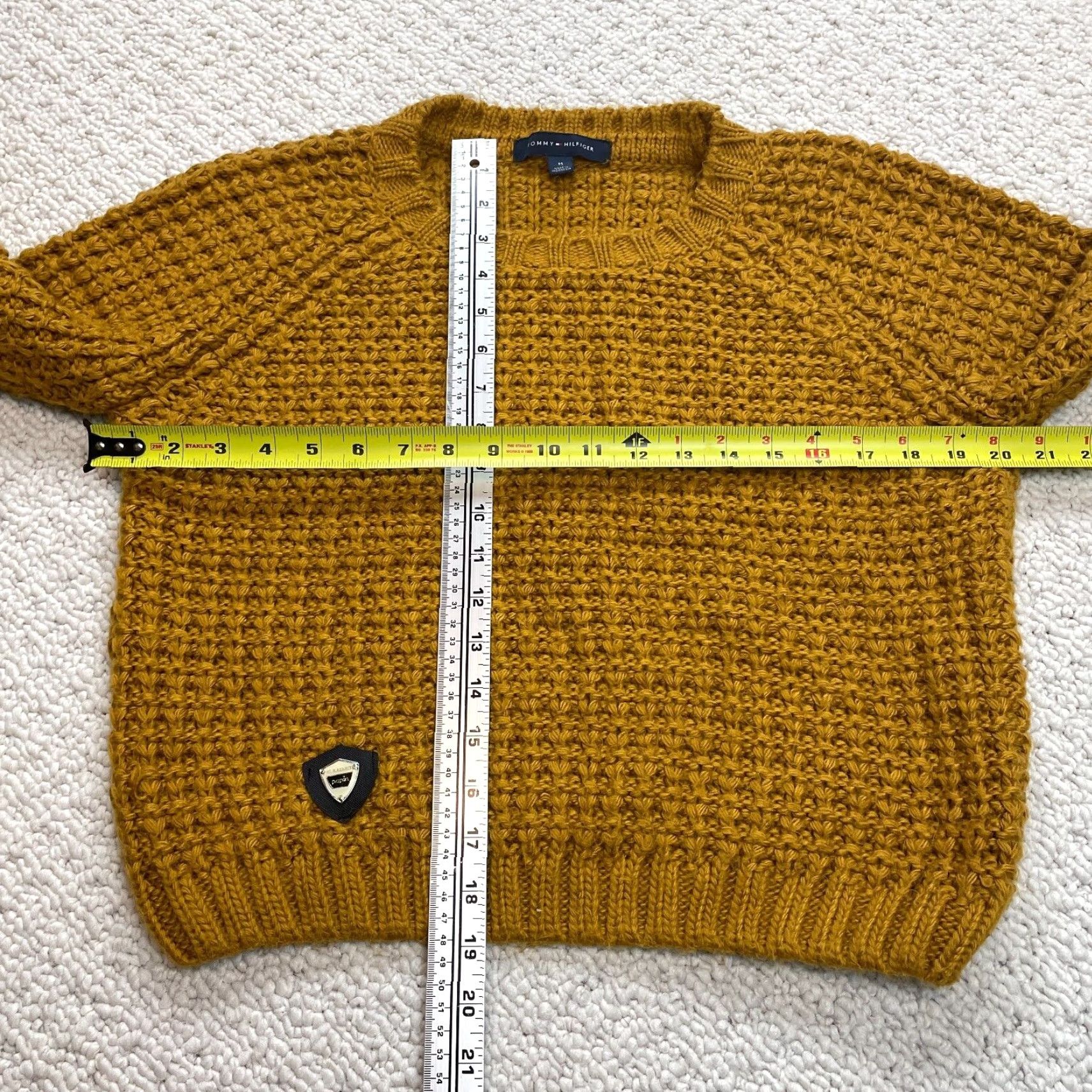 Tommy Hilfiger Tommy Hilfiger Sweater Womens M Waffle-Knit Brownish Yellow Crew Neck Wool Acrylic Size M / US 6-8 / IT 42-44 - 6 Thumbnail