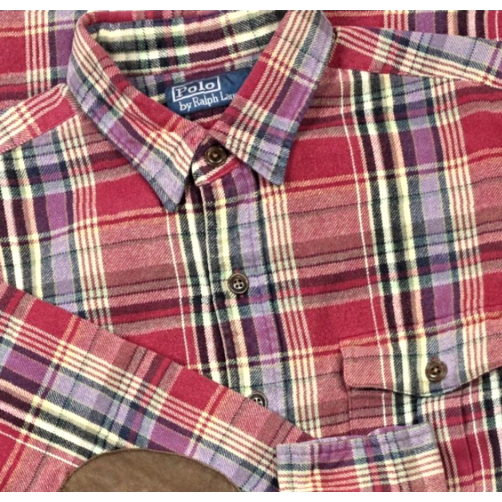 Polo Ralph Lauren Vtg Polo Ralph Lauren Shirt Men L Plaid Button Up Flannel Elbow Patch Hunting Size US L / EU 52-54 / 3 - 2 Thumbnail