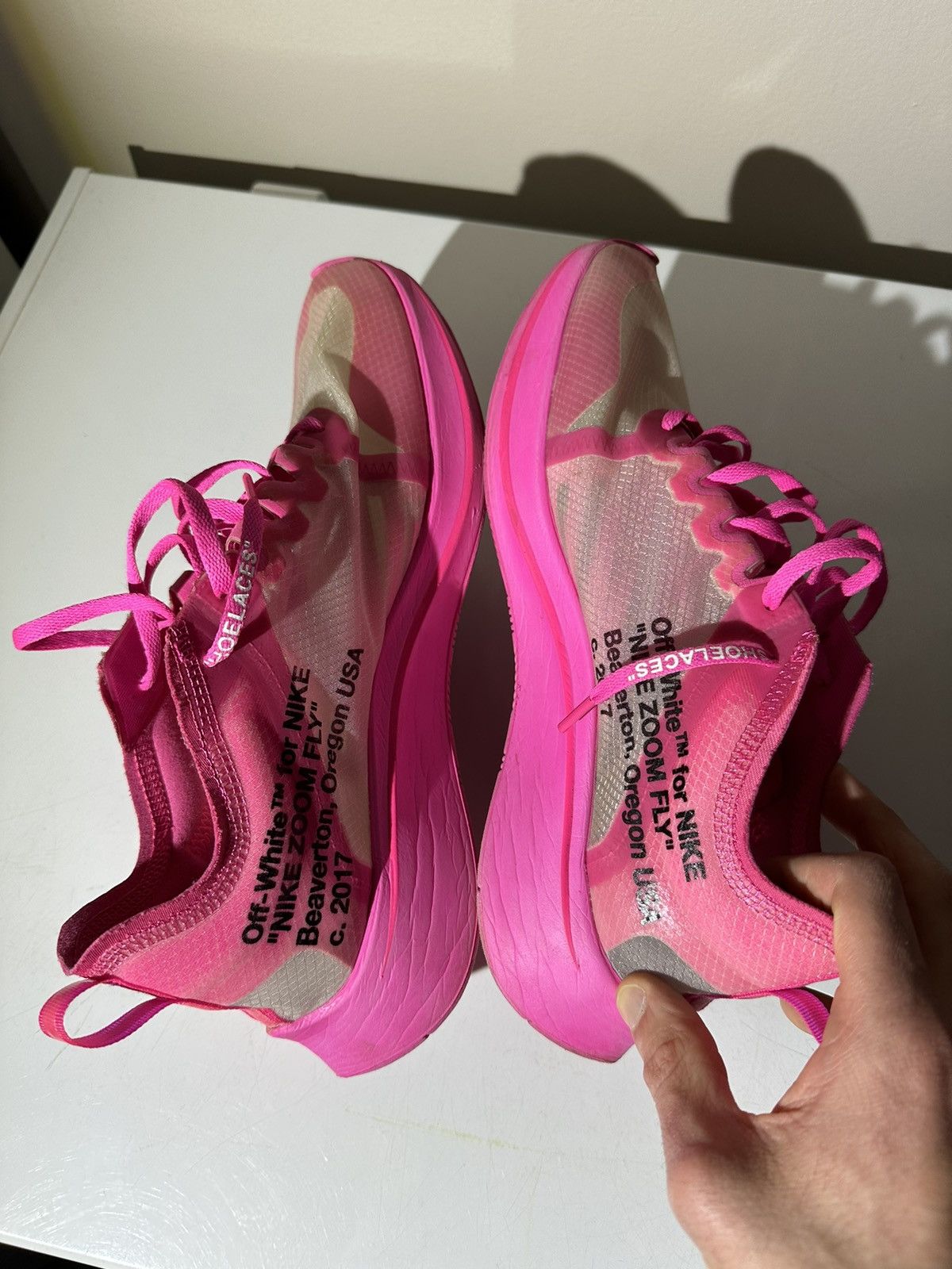 Nike × Off-White Nike x OFF WHITE Zoom Fly Pink Size US 9.5 / EU 42-43 - 8 Thumbnail
