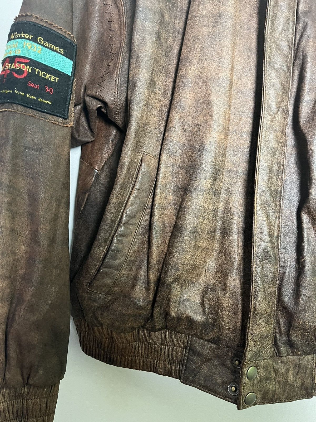 Vintage Vintage Adidas Leather Jacket Olympics Lake Placid Size US L / EU 52-54 / 3 - 9 Thumbnail