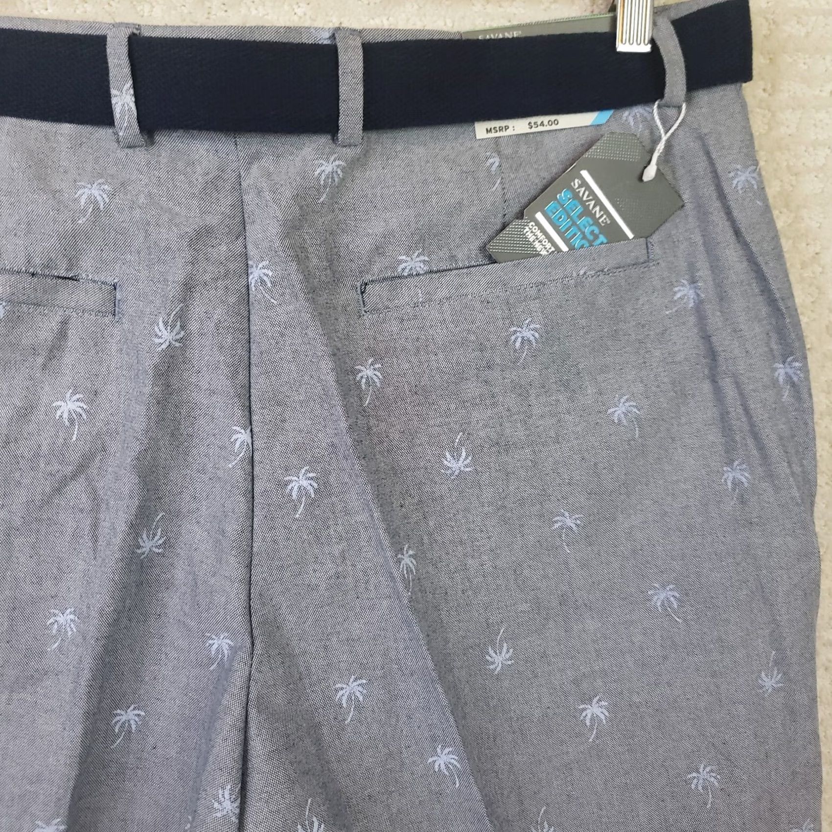 Savane Savane Select Edition Bermuda Shorts Men 34 Blue Belted Palm Trees Flat Front Cotton New Size US 34 / EU 50 - 7 Thumbnail