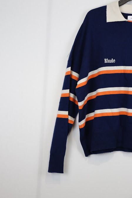 Malcolm McLaren × Rhude o1rshd Racing Knit Polo Sweater / Shirt in Black/Blue Size US L / EU 52-54 / 3 - 5 Thumbnail