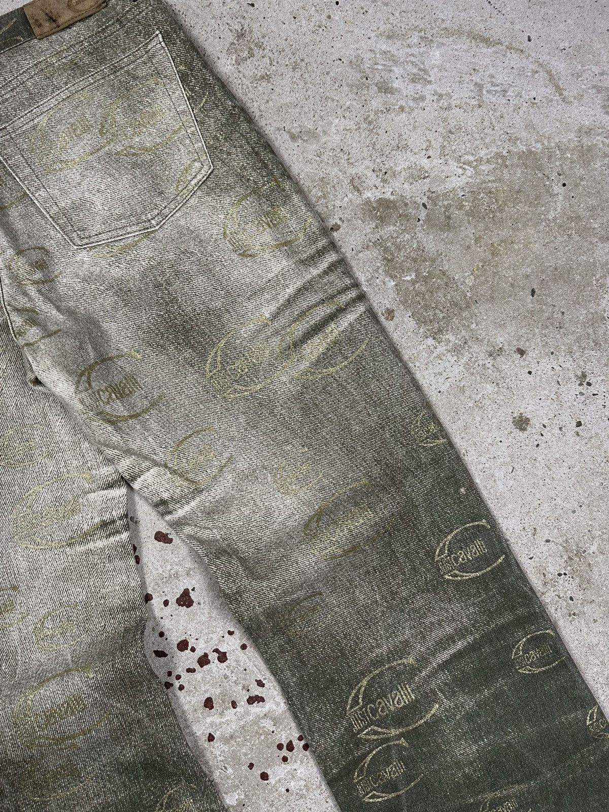 Just Cavalli Vintage 2000s Roberto Just Cavalli Monogram Flare Denim Pant Size 31" - 13 Thumbnail