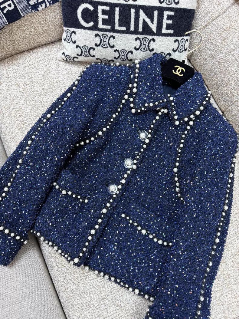 Chanel Chanel Dark blue sequin pearl rolled edge starry sky jacke Size XS / US 0-2 / IT 36-38 - 2 Thumbnail