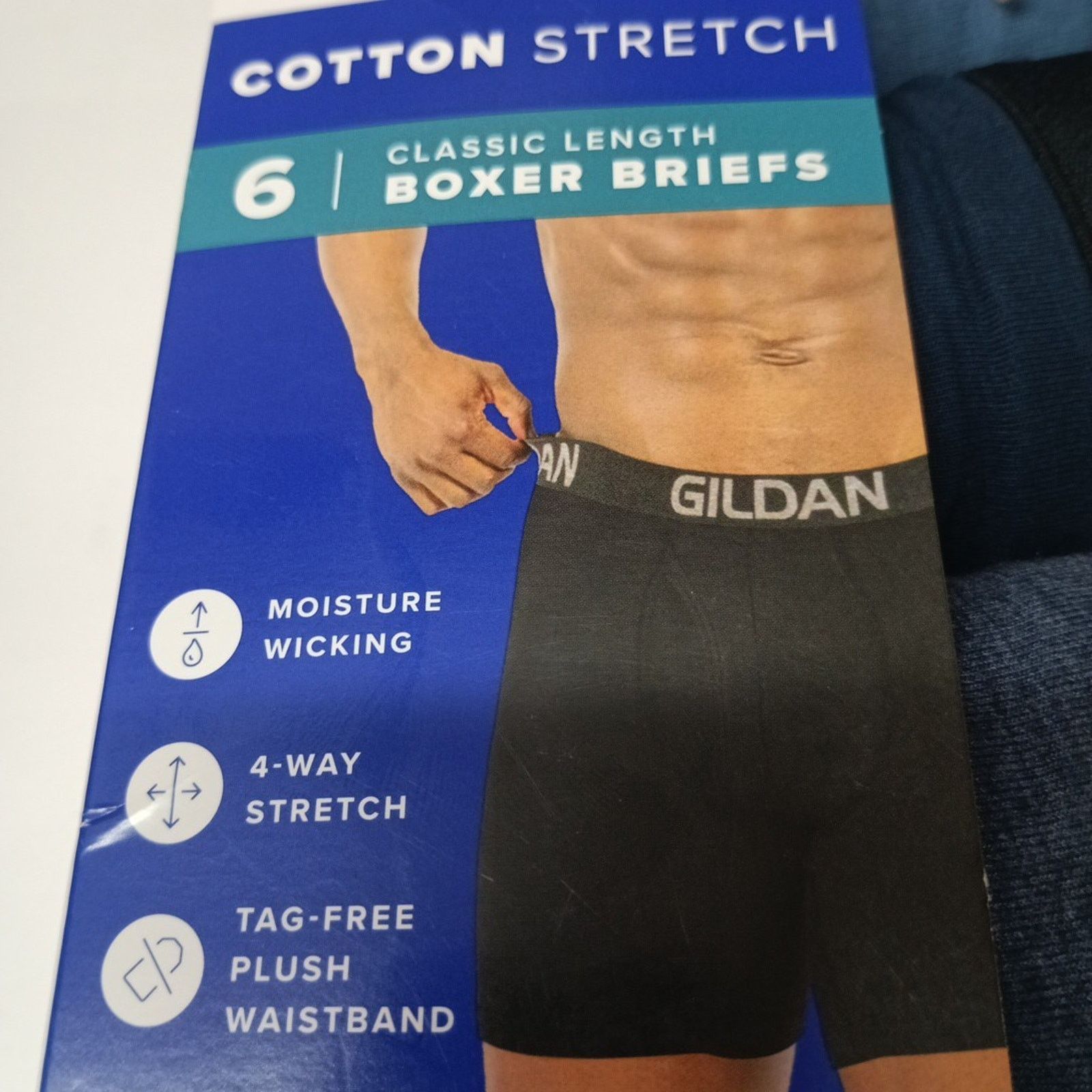 Gildan Gildan Boxer Briefs 6 Pack Men’s 2XL (40"-42") Blue Assort Size 42 - 3 Thumbnail