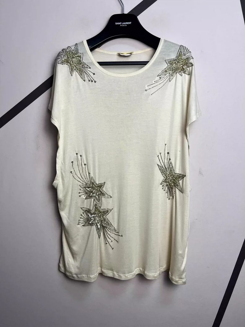 Saint Laurent Paris Saint Laurent Paris 15 Spring and Summer Beige Scale Beaded Size US L / EU 52-54 / 3 - 1 Thumbnail