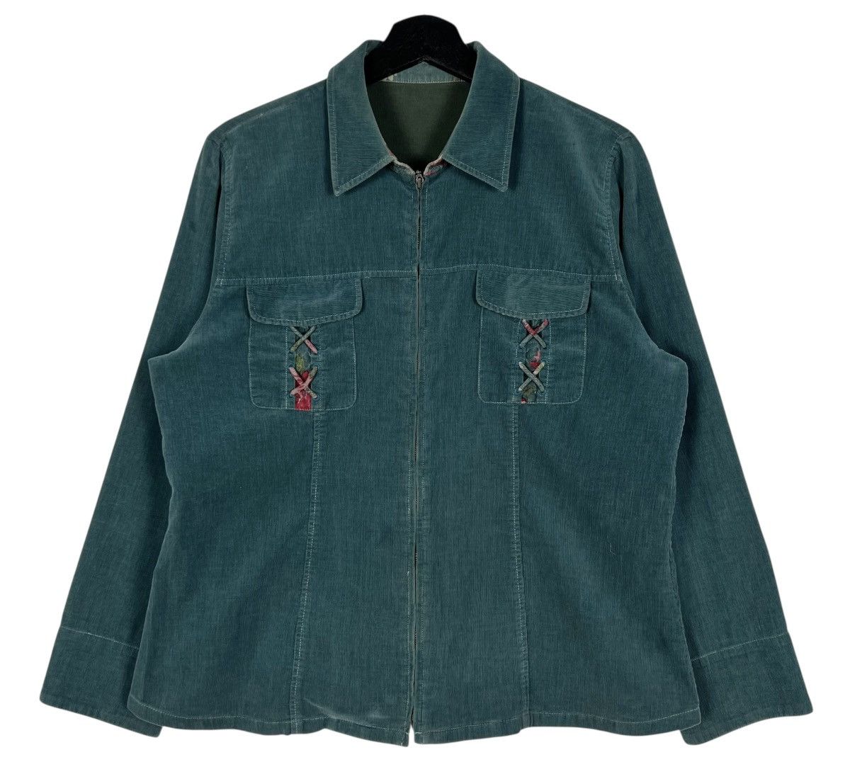 Longchamp 90s Vintage Longchamp Corduroy Zipper Shirt Size M / US 6-8 / IT 42-44 - 1 Thumbnail