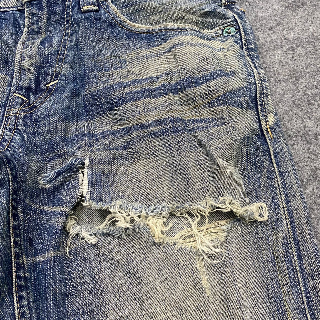 Edwin 💥Best Offer💥Vintage Edwin Blue Trip Distressed Denim Size US 31 - 11 Thumbnail