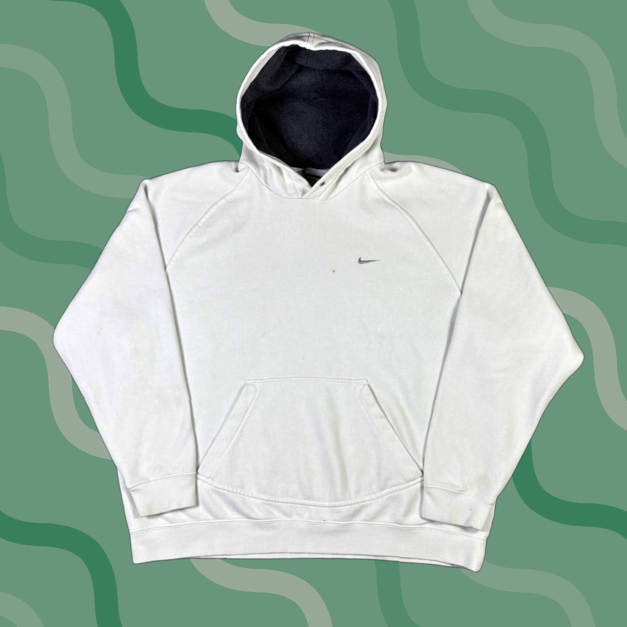 Nike VINTAGE Nike Hoodie White Pullover Embroidered Swosh Silver 90s Y2K Adult XL Mens Pullover Hooded Fleece Sweatshirt Gym & Training OO Size US XL / EU 56 / 4 - 1 Thumbnail