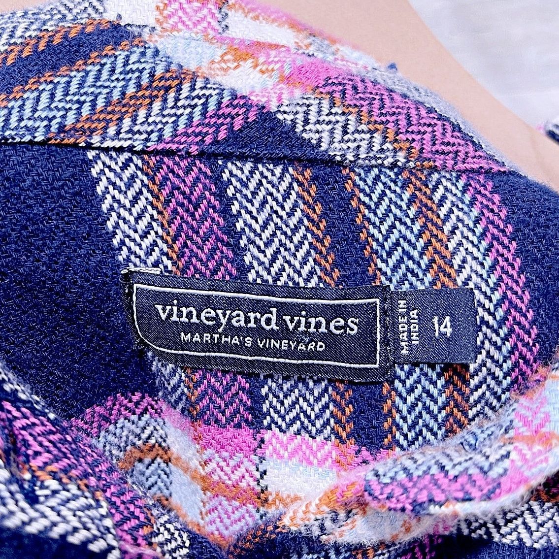 Vineyard Vines Vineyard Vines Flannel Shirt Pink Blue Plaid Womens 14 Size XL / US 12-14 / IT 48-50 - 5 Thumbnail