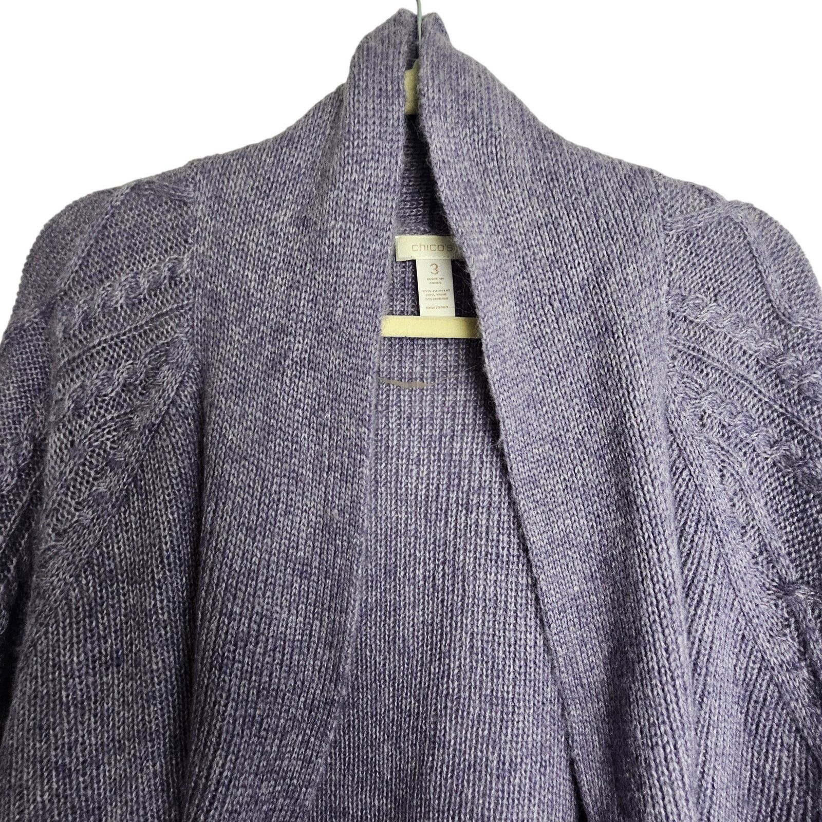 Chicos Chicos Womens Wool Mohair Cardigan Sweater Cable Knit 3 XL Size XL / US 12-14 / IT 48-50 - 2 Thumbnail