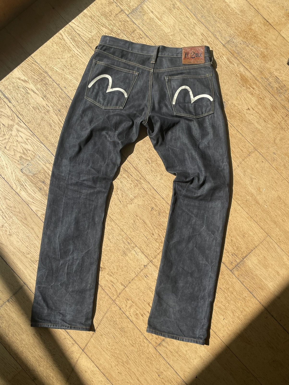 image of Evisu Vintage No2 Denim Jeans in Black, Men's (Size 32)