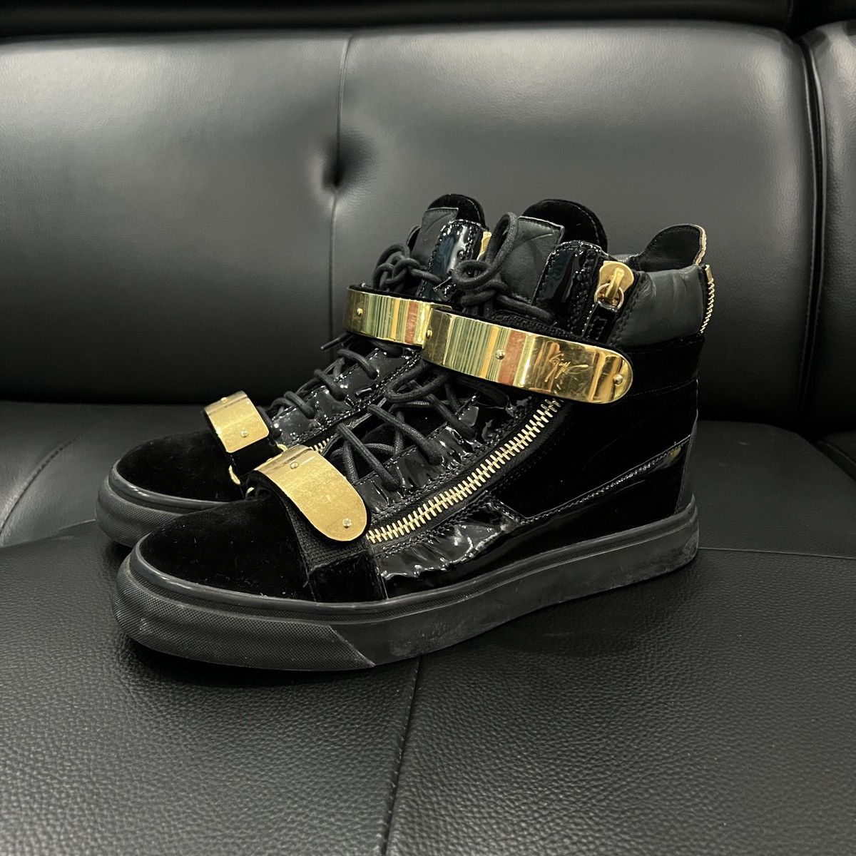 Giuseppe Zanotti Giuseppe Zanotti GZ Double Buckle Patent High-Top Sneakers V Size US 9 / EU 42 - 1 Thumbnail