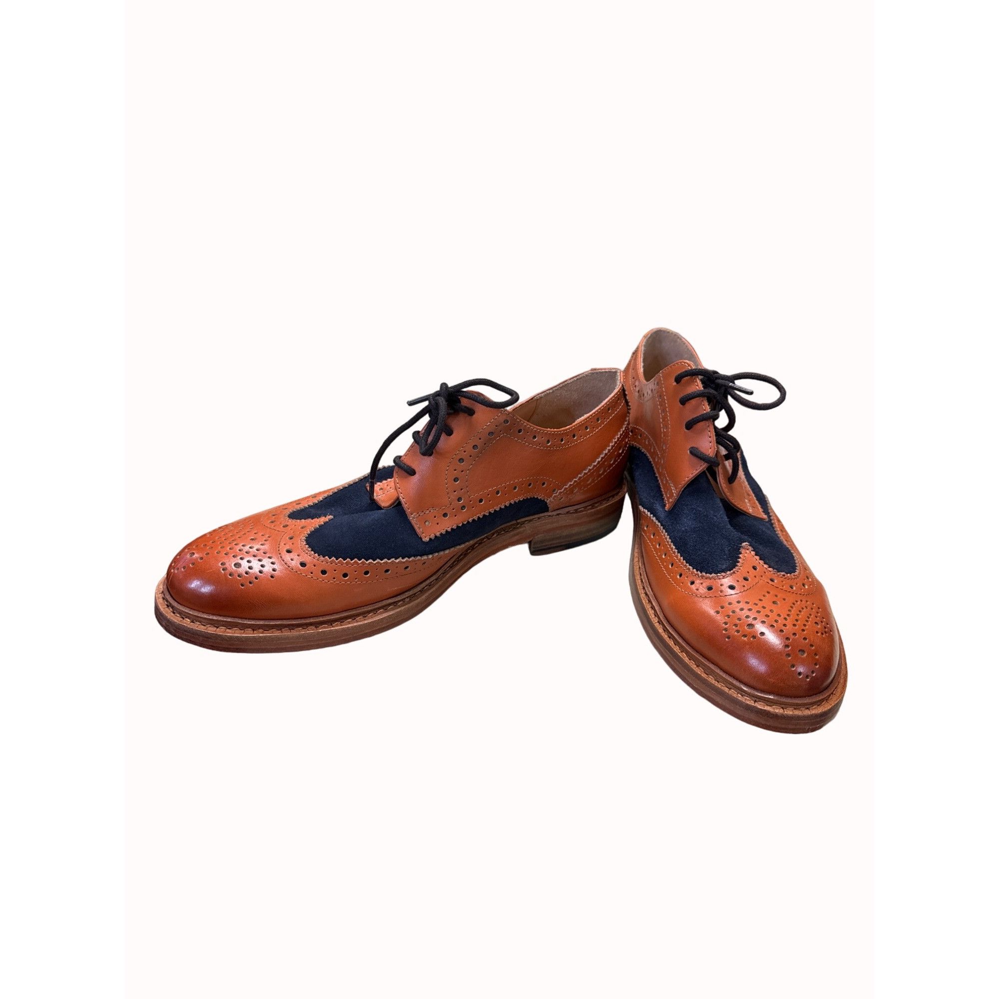 Designer Paul Malone Palm beach Bradford men’s brown navy blue Oxford Size US 10 / EU 43 - 2 Thumbnail