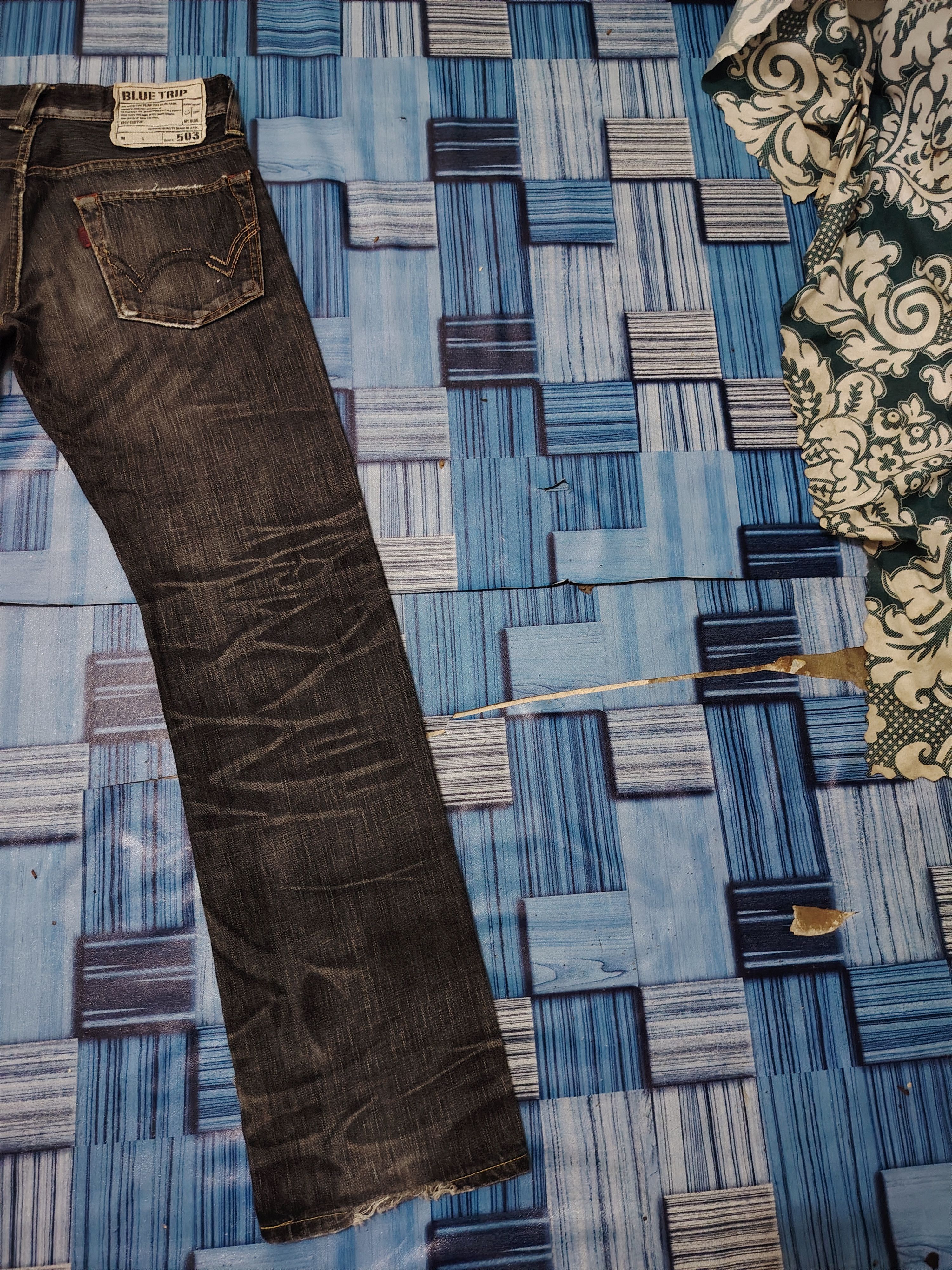 Who Decides War Japanese Edwin 503 Blue Trip Flared Jeans Distressed Jeans Size US 30 / EU 46 - 21 Thumbnail