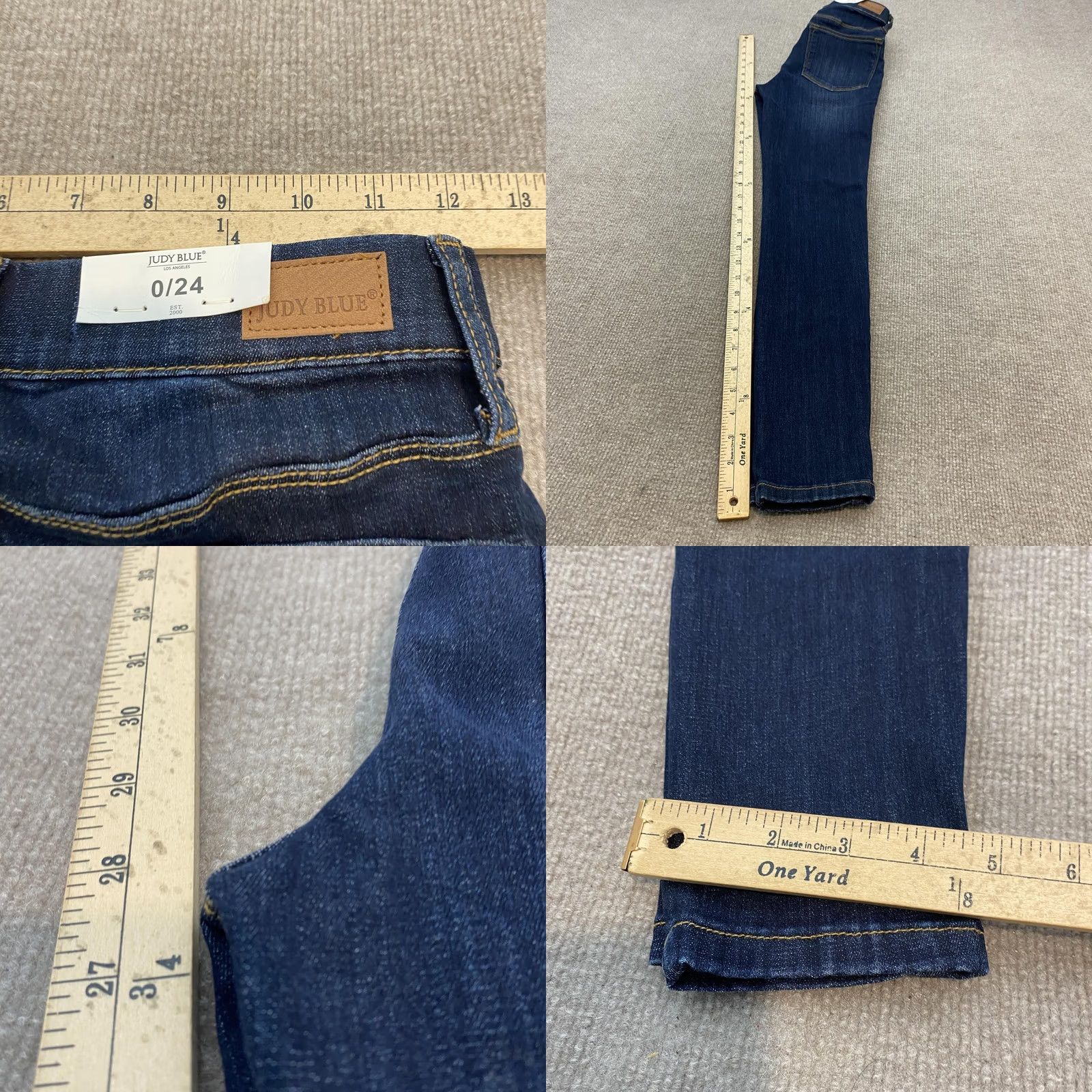 Denime Judy Blue Skinny Jeggings Womens 0/24 Dark Wash Mid Rise Pull On Denim JB8846 Size 25" / US 0 / IT 36 - 8 Thumbnail