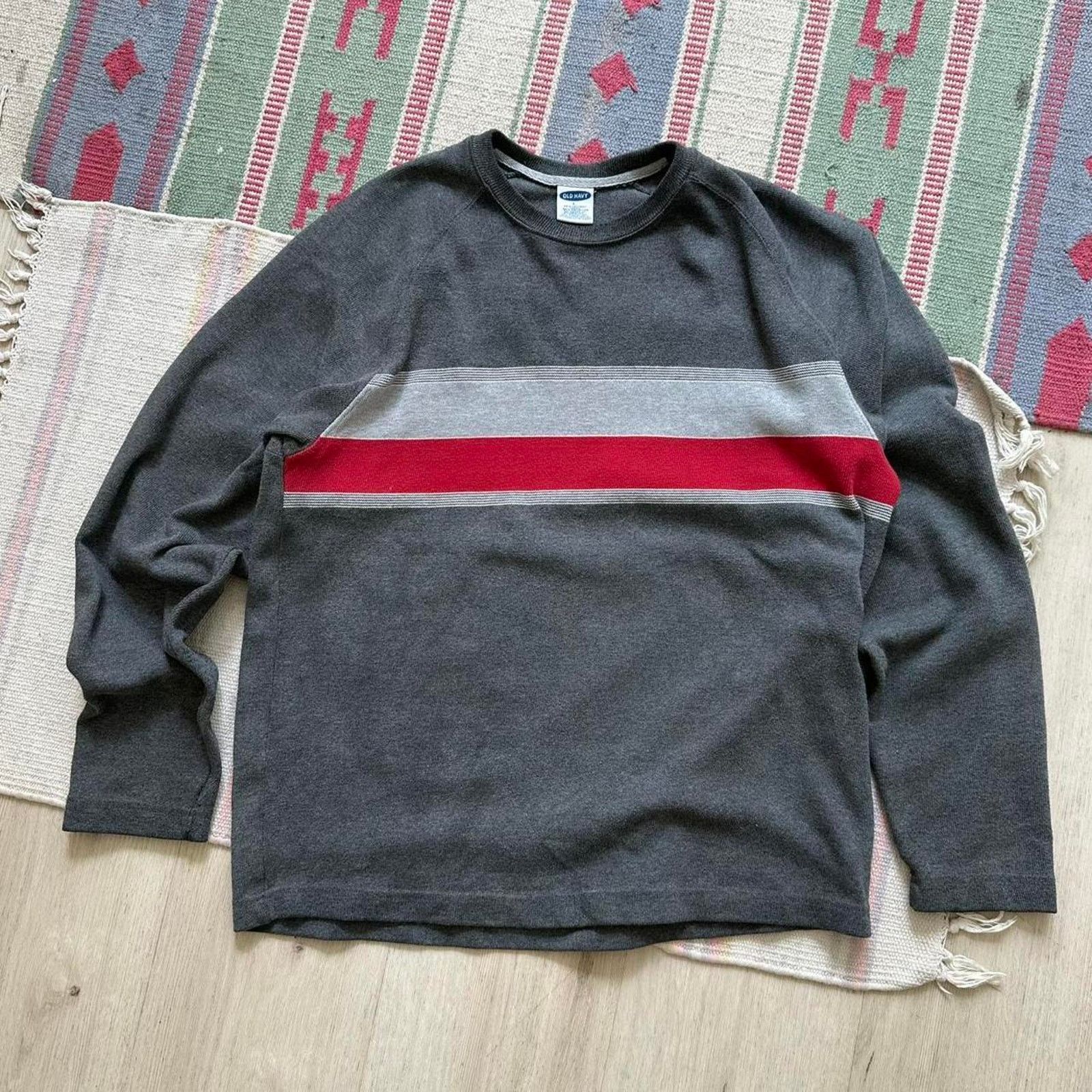 Old Navy × Vintage VINTAGE Y2K Old Navy Striped Longsleeve Sweater Pullover Size US L / EU 52-54 / 3 - 3 Thumbnail