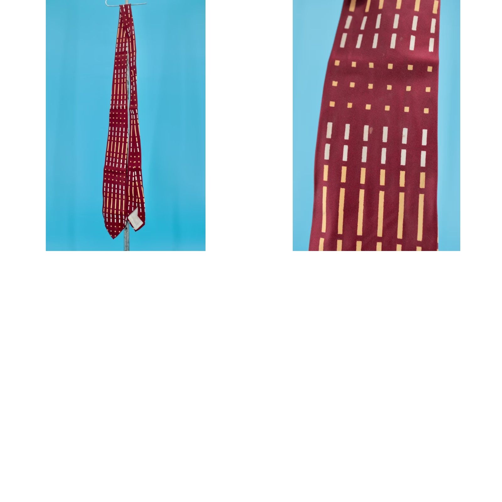 Vintage VTG 1950s Necktie Mens Geometric Brown & White Stripes Tie - 50s Vintage Tie Mens Mens, Brown, 3.5" Wide, 52.25" Length, Good Vintage Condition Size ONE SIZE - 8 Thumbnail