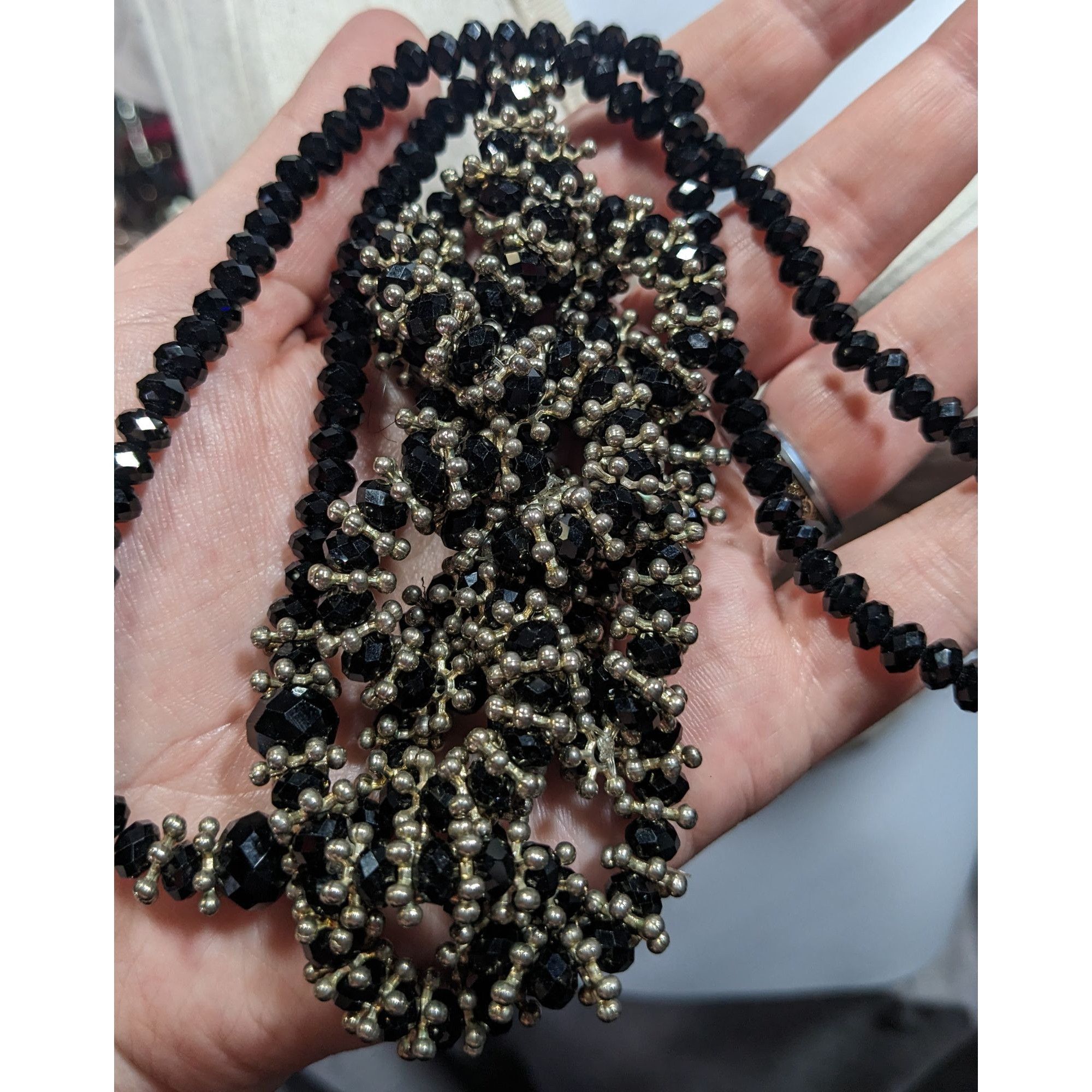 Other Vintage Glam Metal And Glass Beaded Loop Statement Necklace Size ONE SIZE - 3 Thumbnail