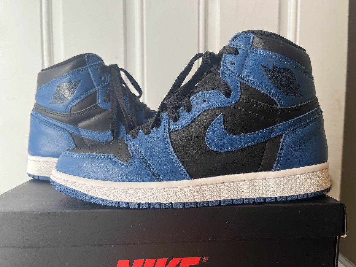 image of Jordan Nike Jordan 1 Shoes in Black Blue, Men's (Size 8)