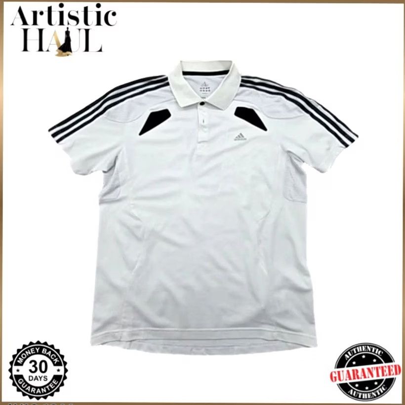 Adidas Adidas Climacool White Striped Polo Shirt Short Sleeve Fitted Men’s XS-XL Polo shirt White Climacool Sports Button Shirt Size US L / EU 52-54 / 3 - 2 Thumbnail