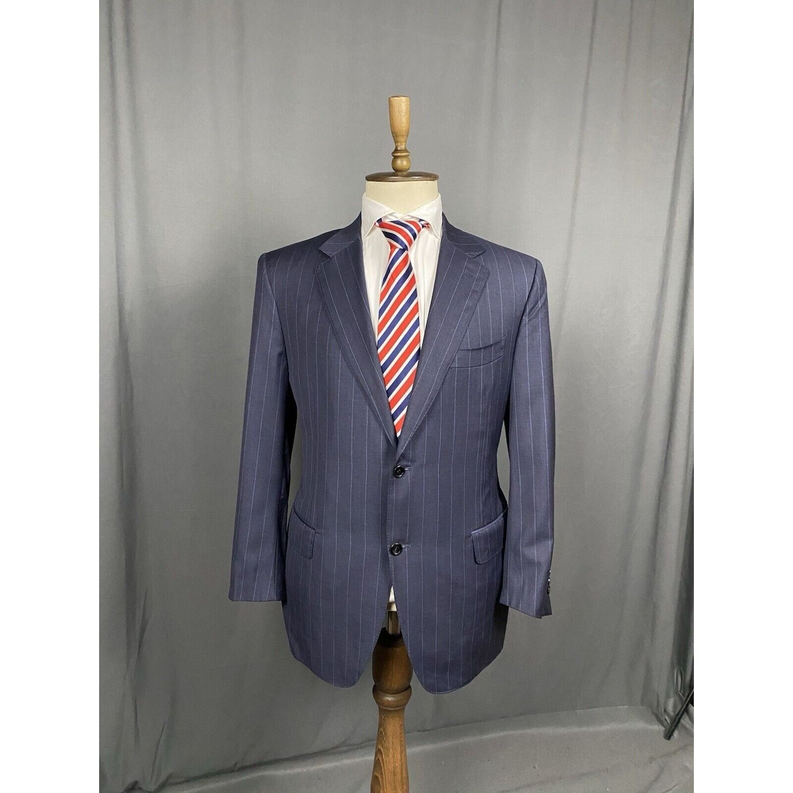 Canali Canali Men's Blue Wool Striped Blazer Sportcoat Jacket Size Size 54R - 1 Thumbnail