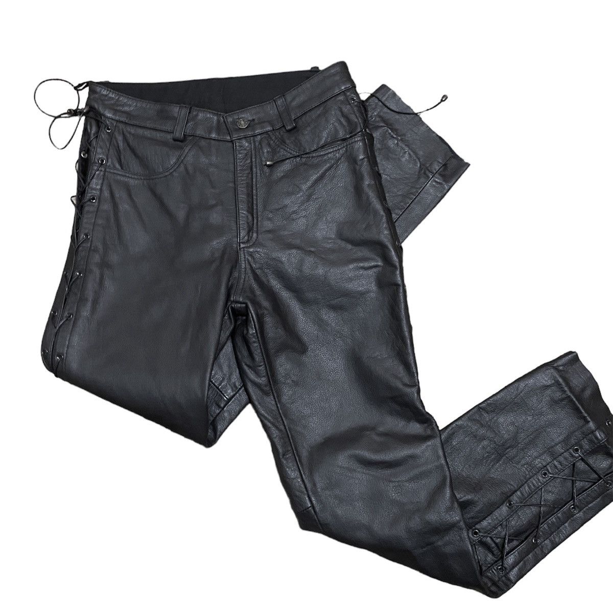 Genuine Leather Vintage Ashy Motorcycle Leather Biker Pants Size US 32 / EU 48 - 8 Thumbnail
