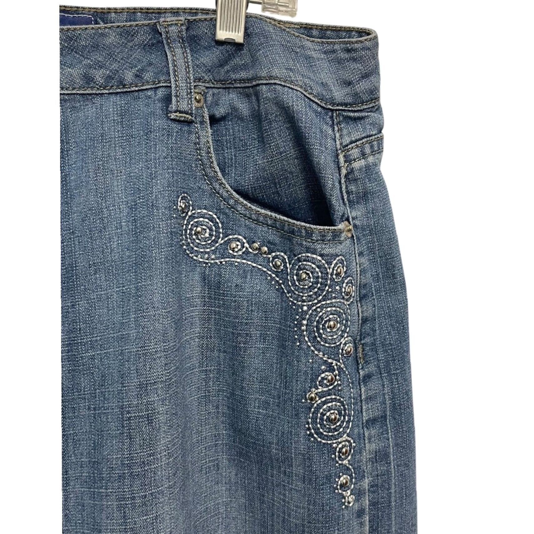 Denime VINTAGE Mwah Denim Skirt Midi Jeans 16W Plus Blue Embellished Pockets Women Ladies Size 38" / US 16 / IT 52 - 5 Thumbnail