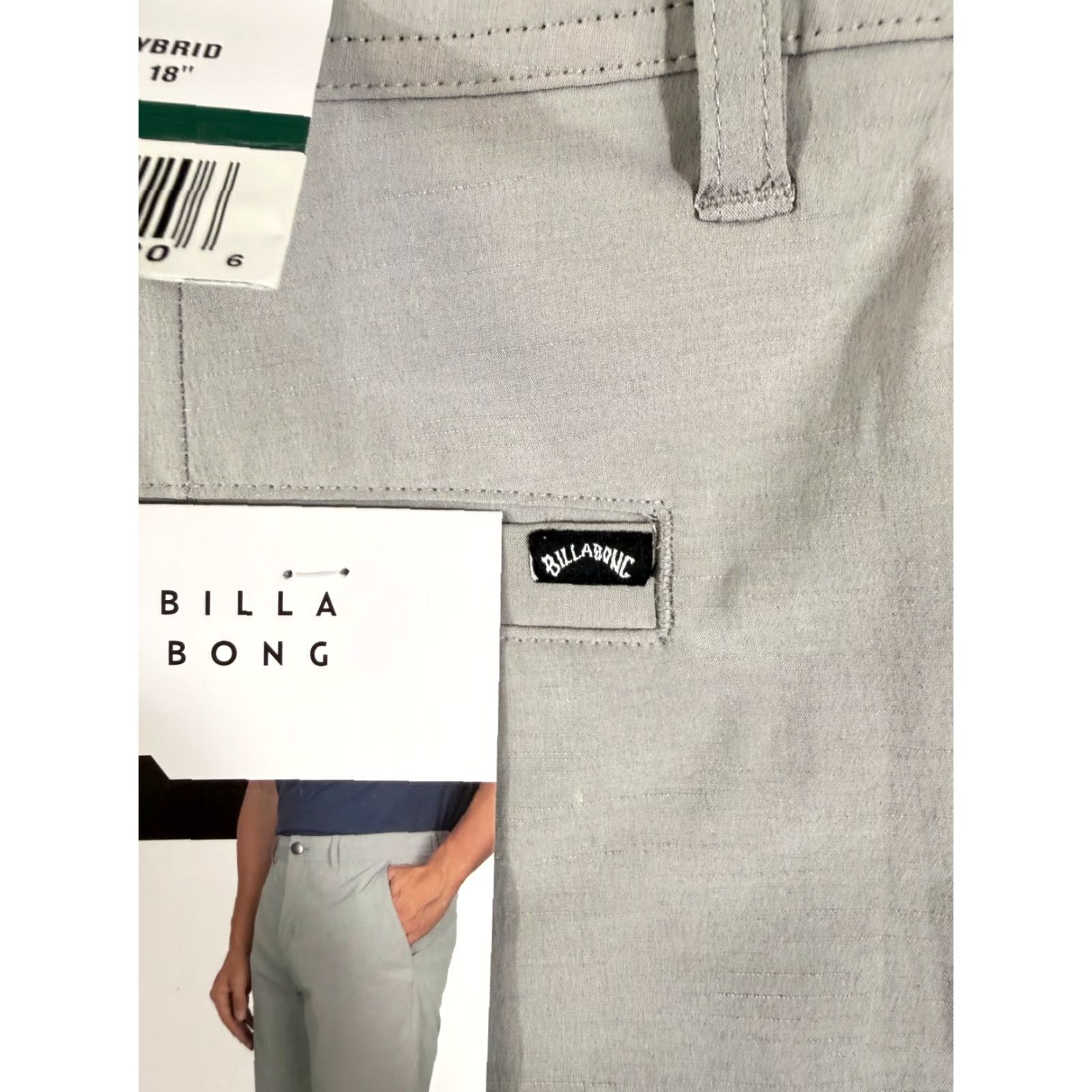Billabong Billabong Hybrid Chino Shorts 18" Mens 40 Light Gray Stretch Flat Front Pockets NWT Size US 40 / EU 56 - 7 Thumbnail