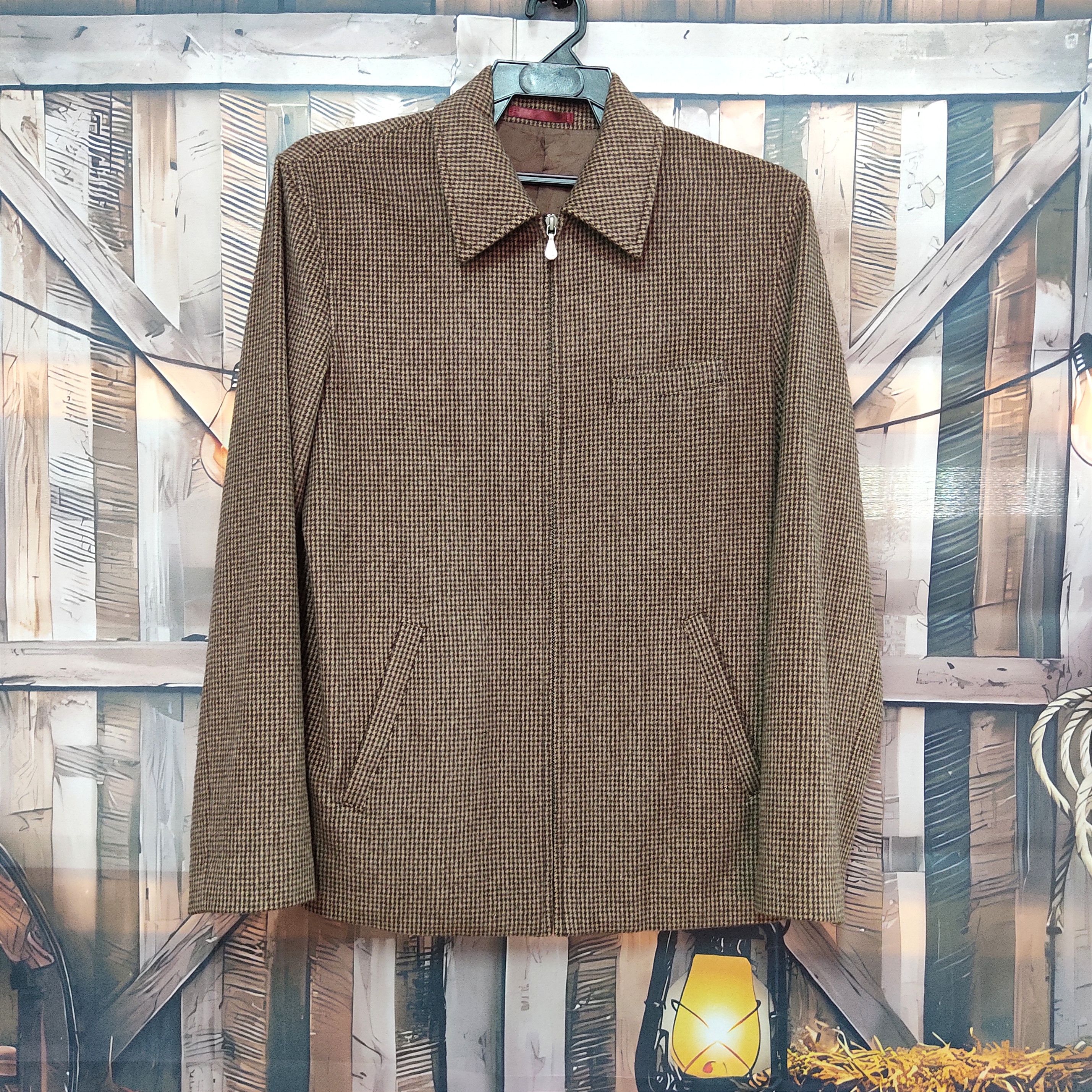 Paul Smith PAUL SMITH Herringbone Plaid Wool Zipper Jacket Size US L / EU 52-54 / 3 - 1 Thumbnail
