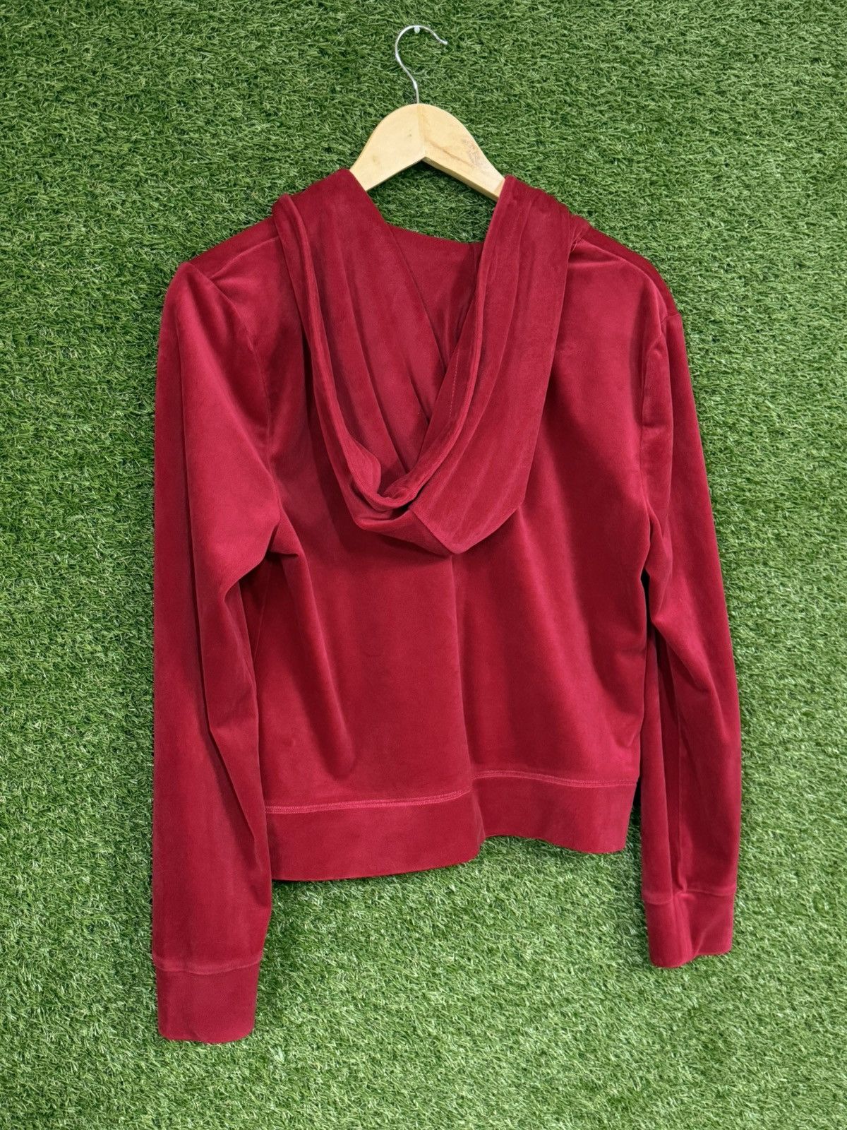 Juicy Couture Vintage Juicy Couture Red Velvet Rhinestone Gem BB Hoodie Size L / US 10 / IT 46 - 4 Thumbnail