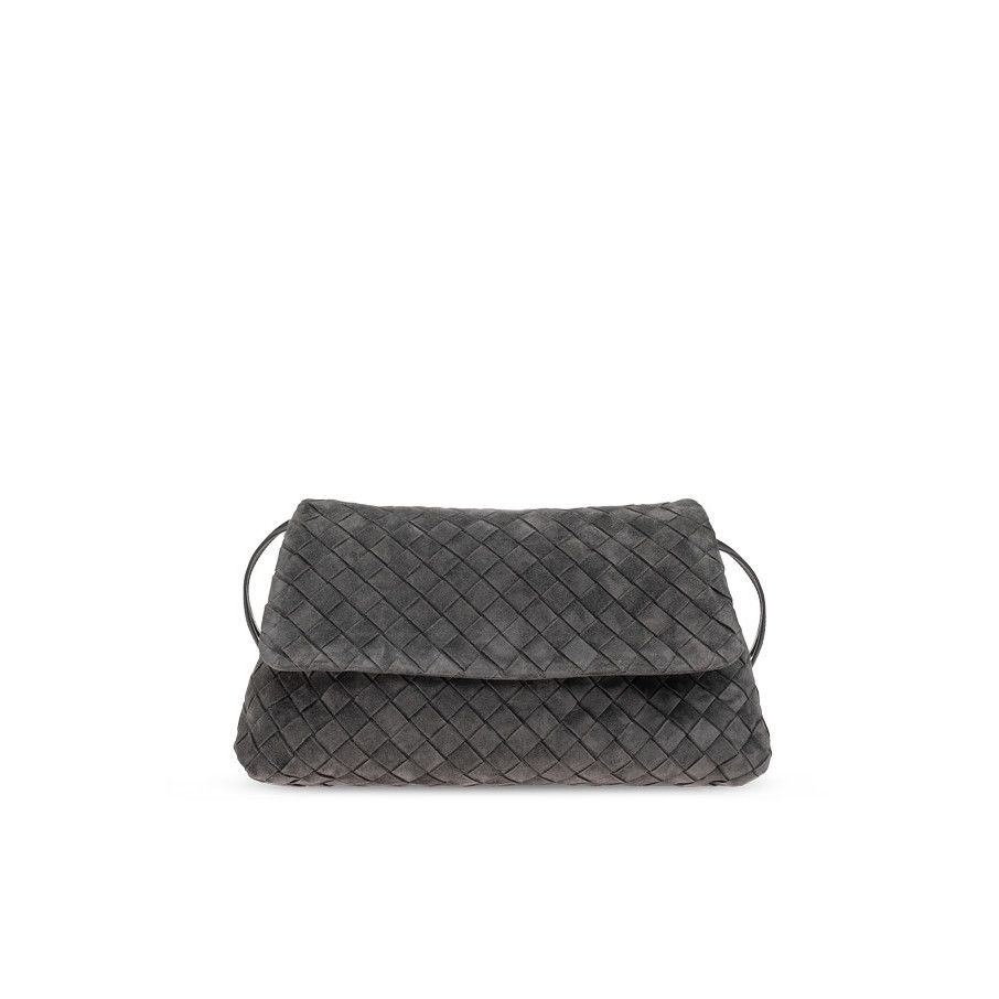Bottega Veneta BOTTEGA VENETA Giorno Gray Suede Shoulder Bag New & Authenti Size ONE SIZE - 1 Thumbnail