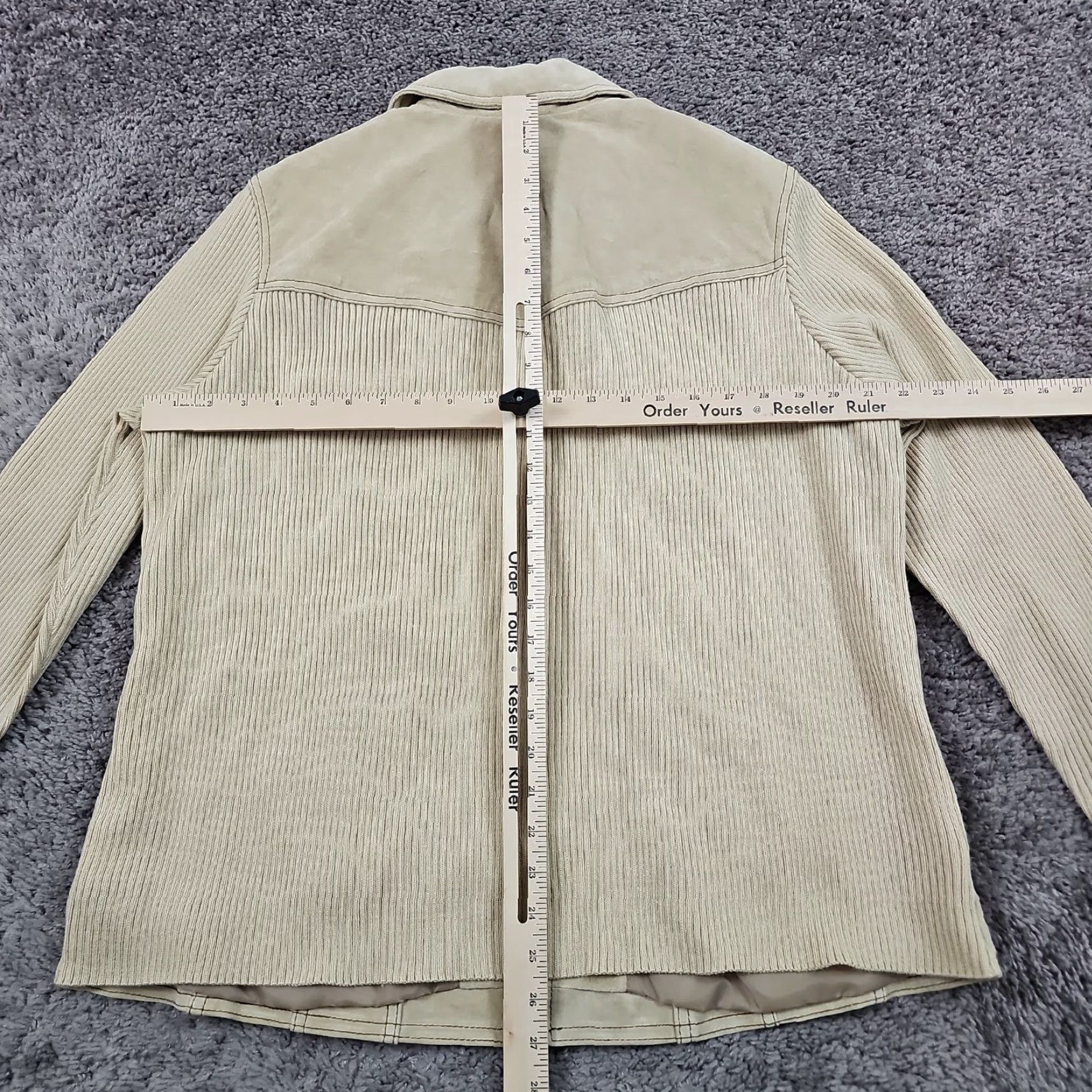 Coldwater Creek Coldwater Creek Jacket M Beige Leather Wool Knit Sleeve Full Zip Lined Womens Size M / US 6-8 / IT 42-44 - 5 Thumbnail