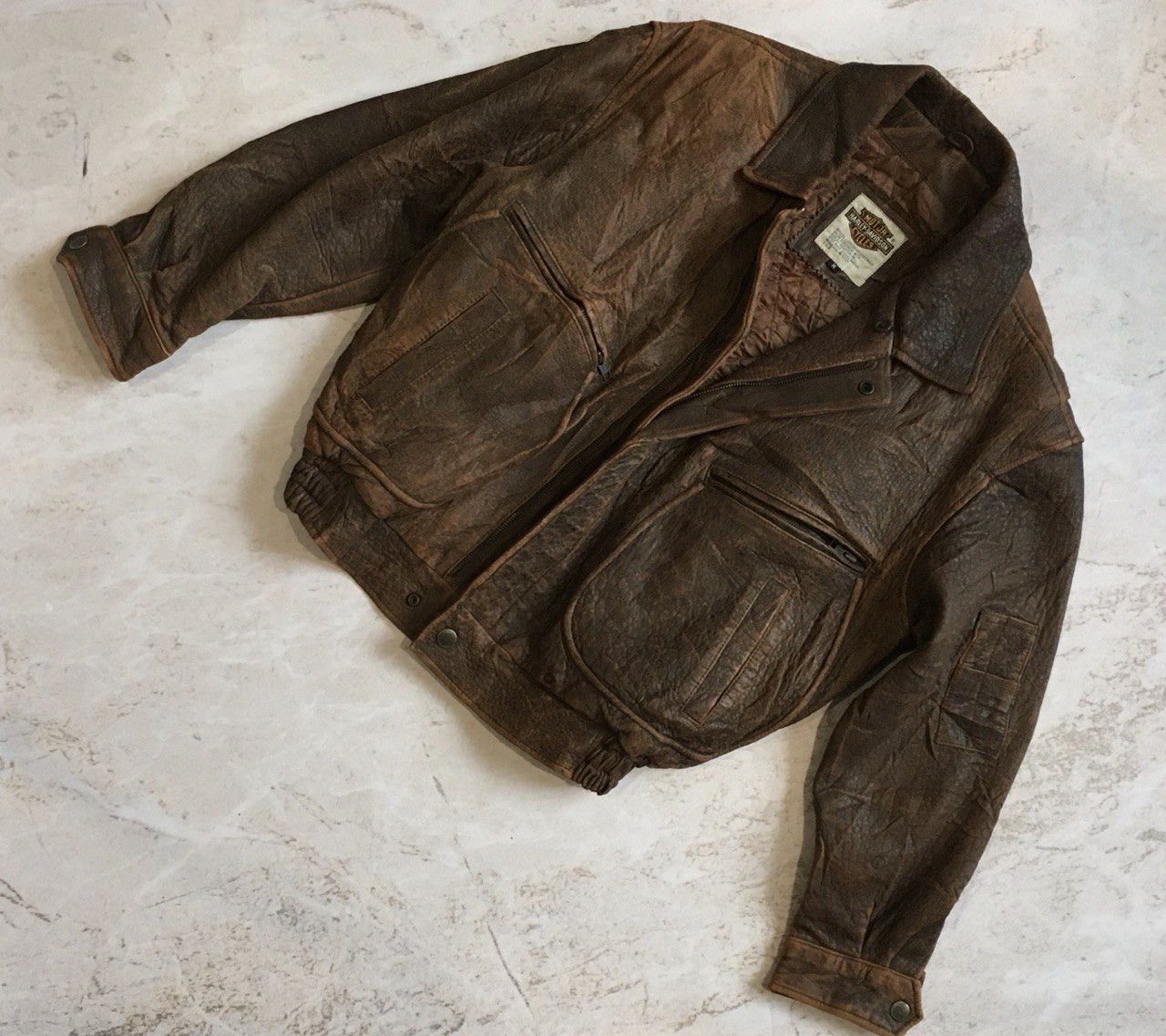 Harley Davidson Vintage 90s Harley-Davidson Heavy Leather Jacket Size US M / EU 48-50 / 2 - 4 Thumbnail