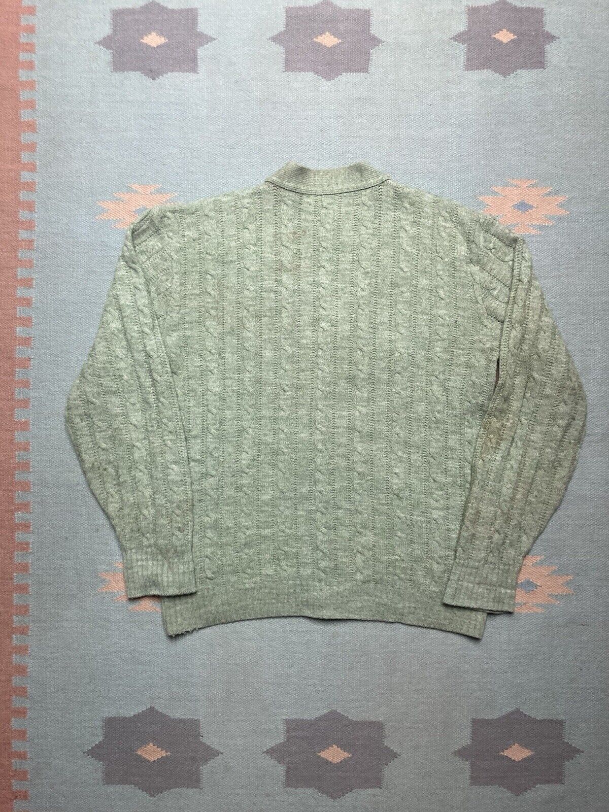 Vintage Vtg 60s cardigan sweater cable knit wool blend button L Size US L / EU 52-54 / 3 - 5 Thumbnail
