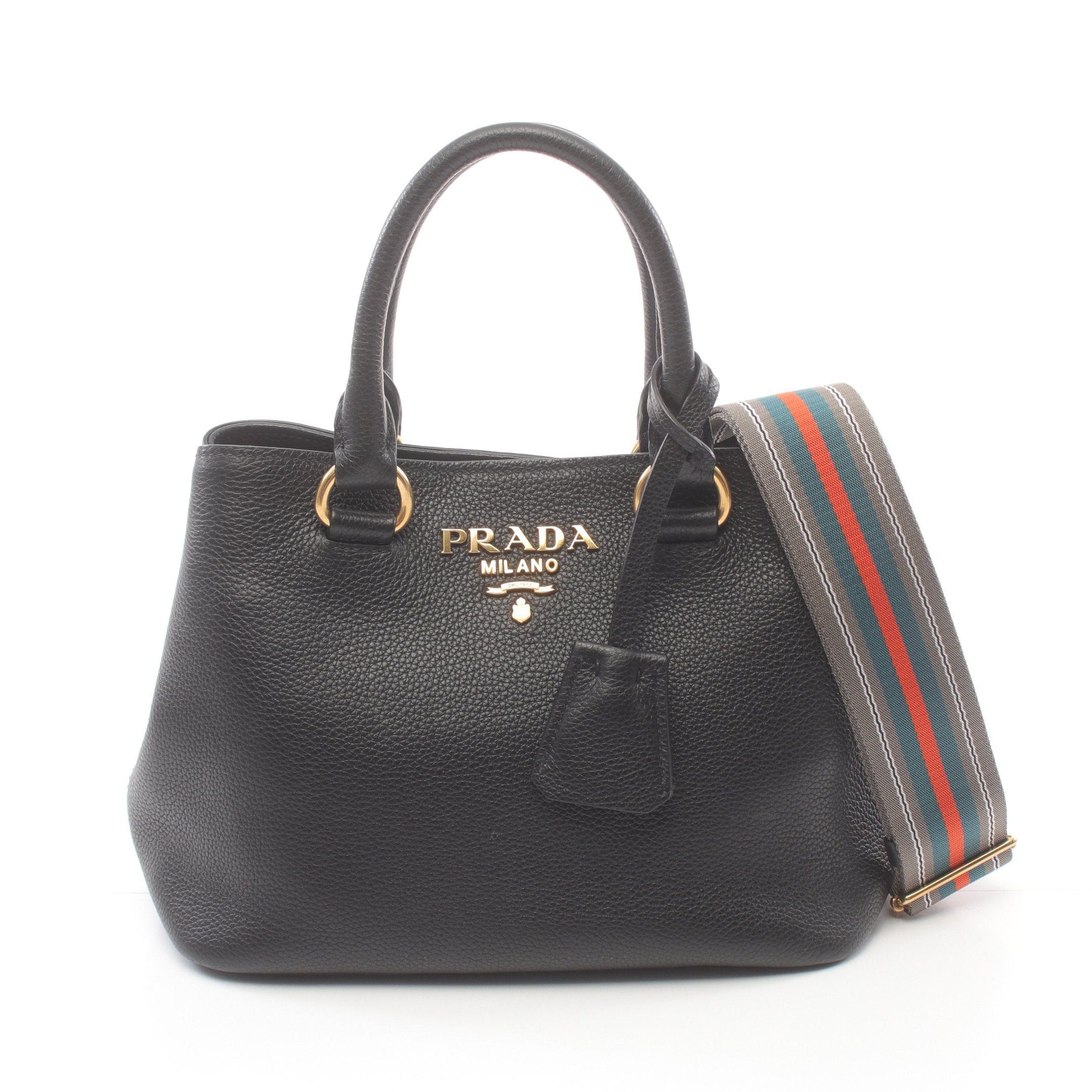 Prada Prada Vitello Phenix Handbag Leather Black Size ONE SIZE - 1 Thumbnail