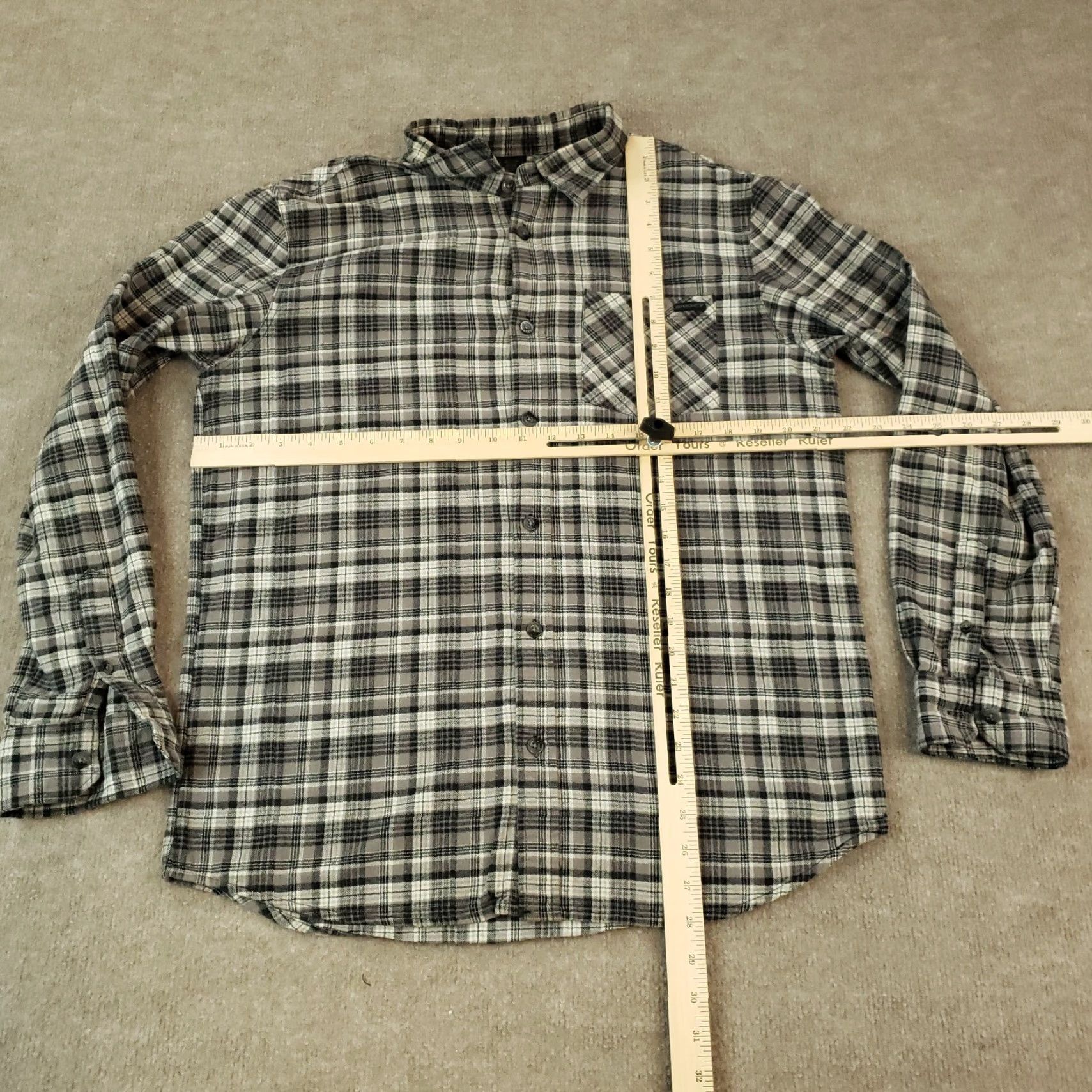 Oakley Mens Oakley Flannel Shirt Medium Extra Large XL Black Gray Plaid Long Sleeve Size US M / EU 48-50 / 2 - 2 Thumbnail