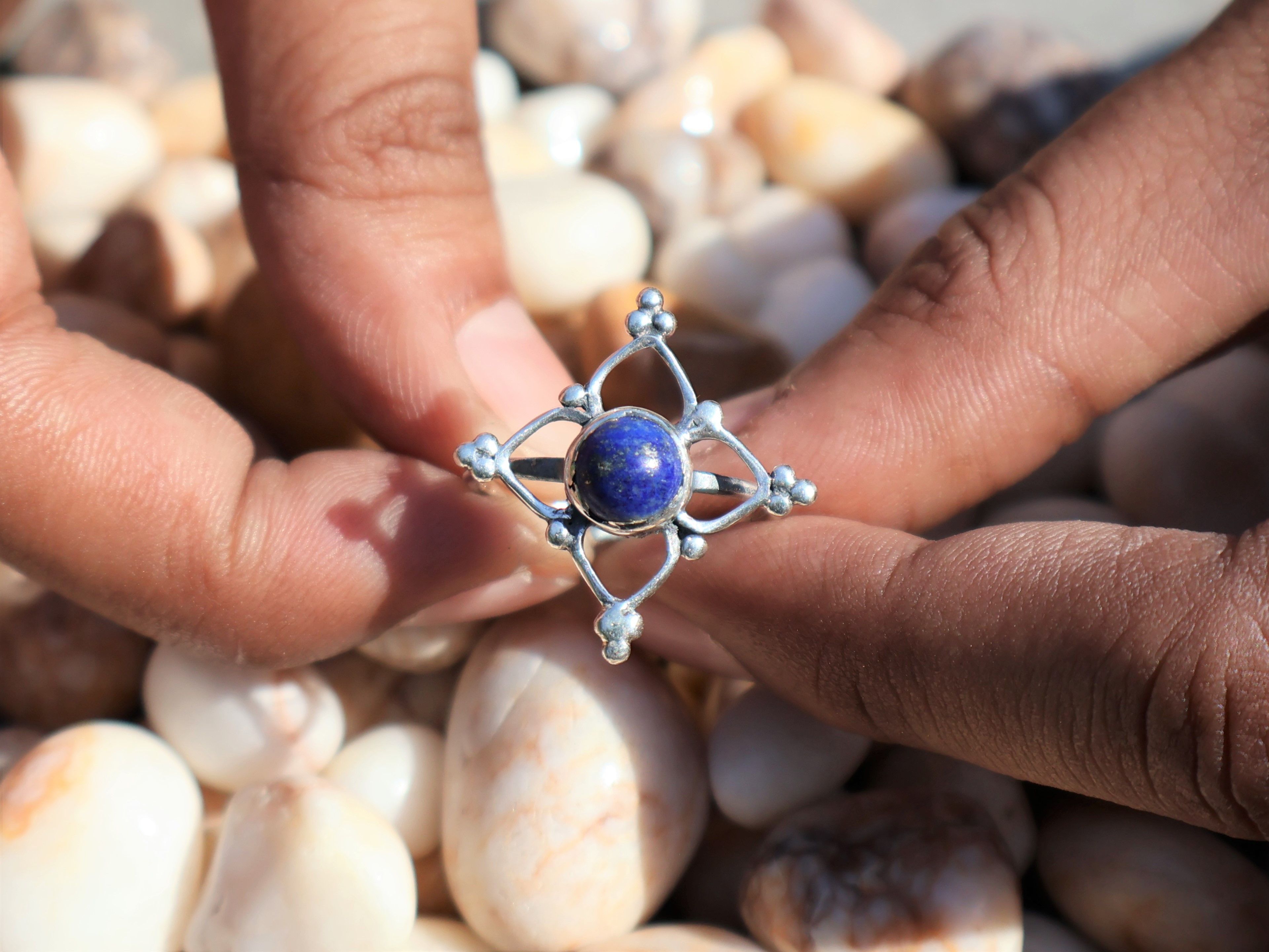 Handmade Lapis Lazuli Ring, 925 Sterling Silver, Handmade Women Ring, Size ONE SIZE - 4 Thumbnail