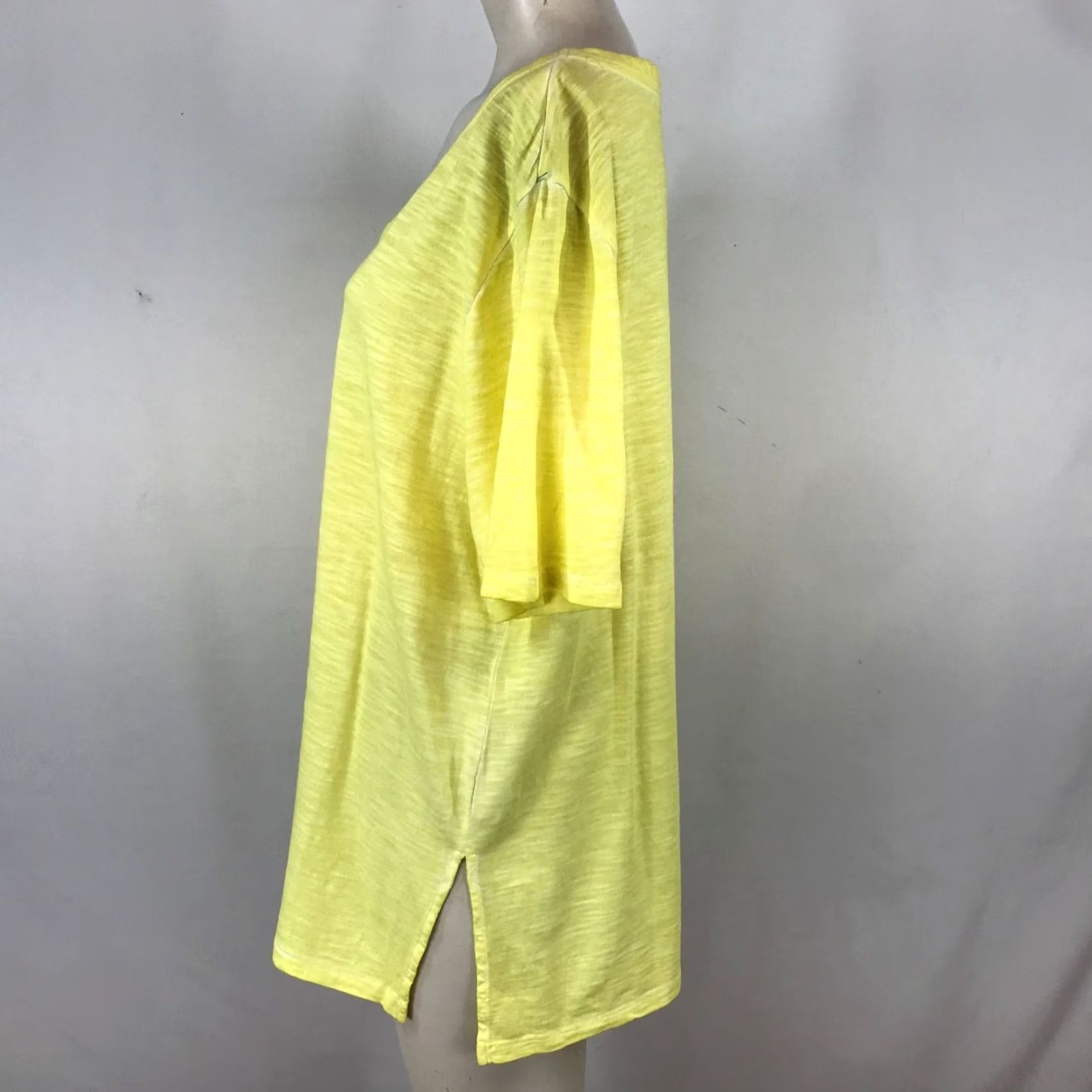 Vintage CHICO'S Women's XL Yellow V Neck Short Sleeve Cotton Blend Top Size XL / US 12-14 / IT 48-50 - 5 Thumbnail