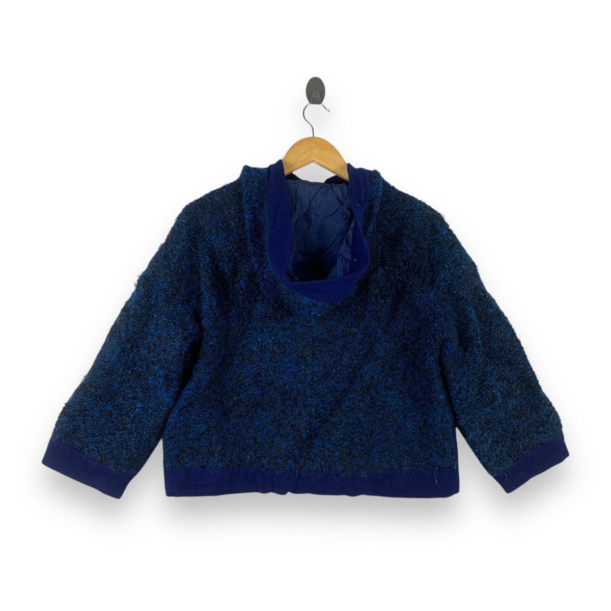 Vintage Vintage BLUE BOUCLE Hooded Jacket Textured Wool Blend Size M / US 6-8 / IT 42-44 - 4 Thumbnail